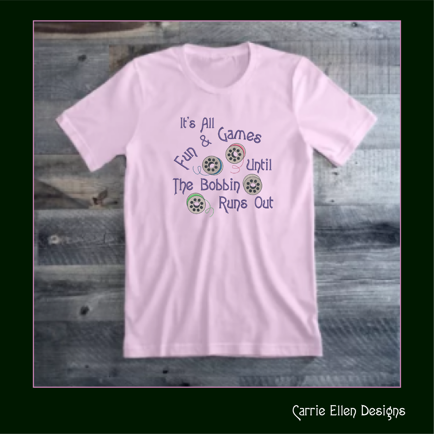 Bobbin Thread Machine Embroidery Design – "It's All Fun and Games" Humorous Sayings and Quotes, 6 Sizes (1254)