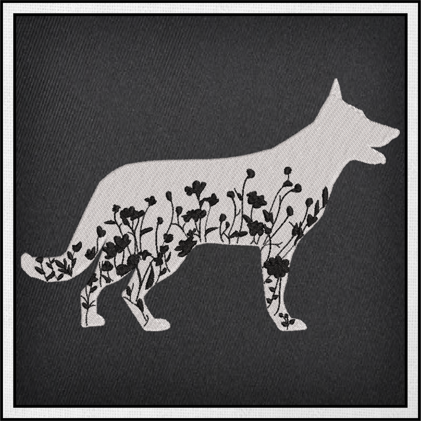 German Shepherd Floral Silhouette Machine Embroidery Design | Dog Silhouette with Wildflowers | Pet Lover Embroidery Design | 8 Sizes (0782)