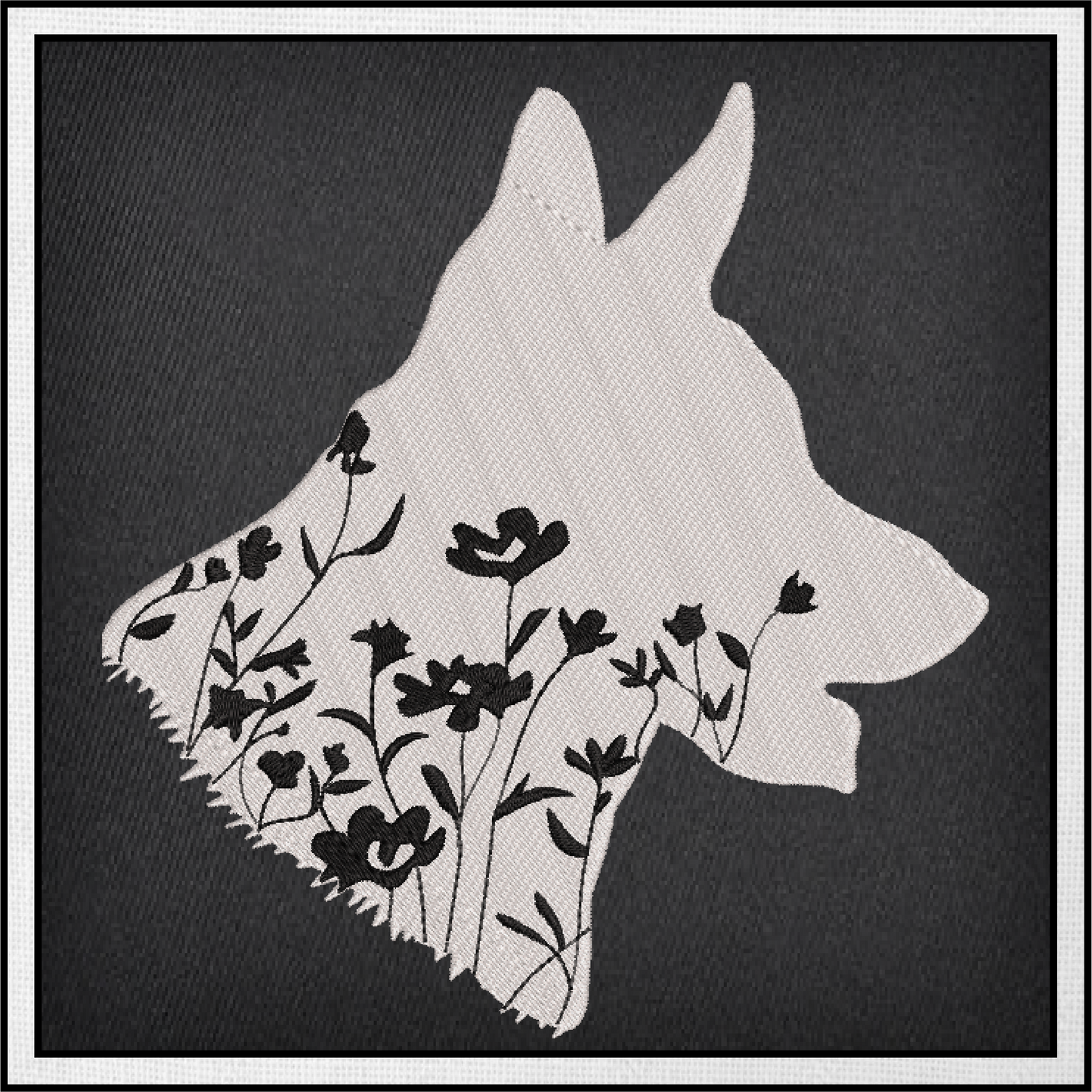 German Shepherd Floral Silhouette Machine Embroidery Design | Dog Silhouette with Wildflowers | German Shepherd Dog Lover Gift | 8 Sizes (0800)