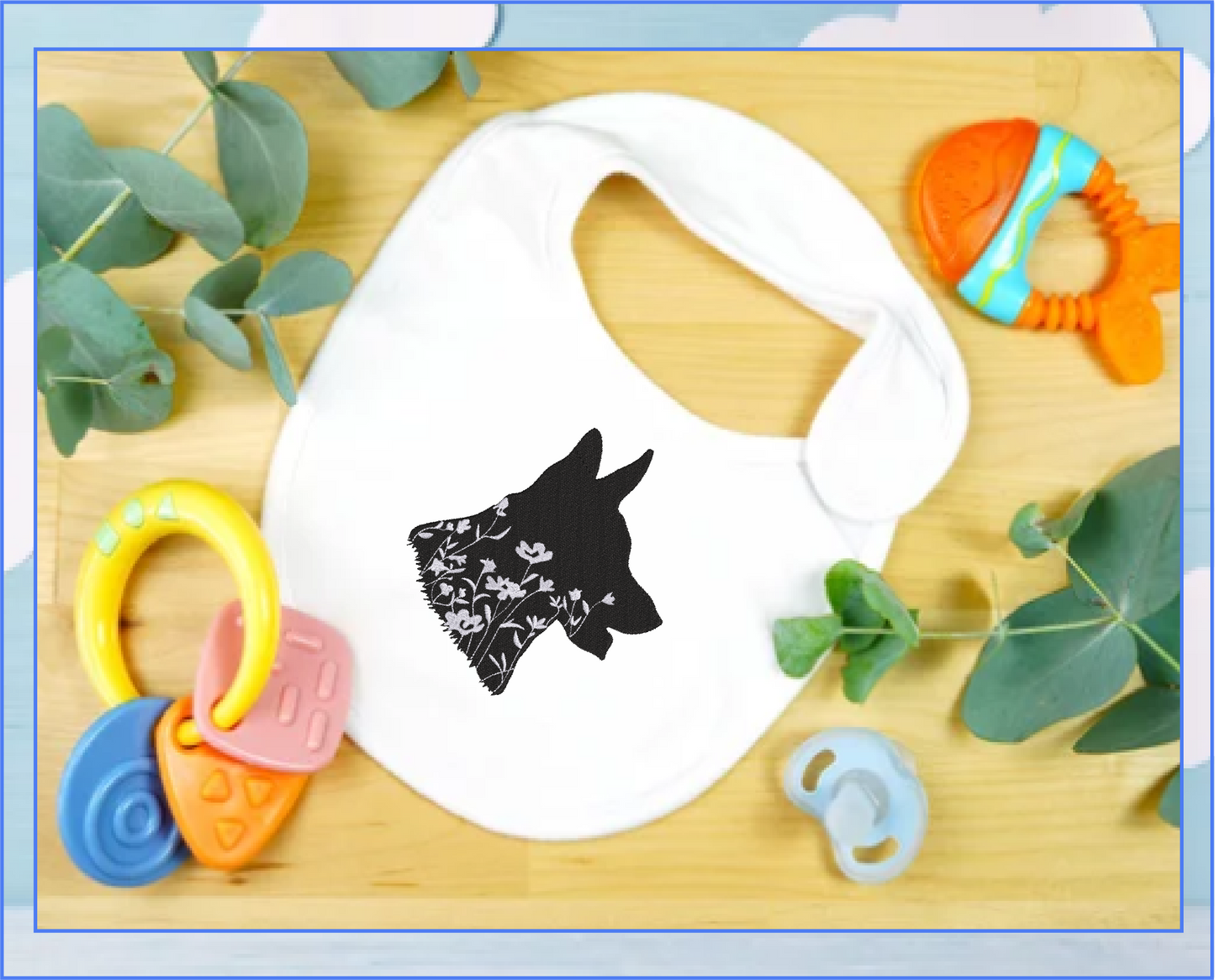 German Shepherd Floral Silhouette Machine Embroidery Design | Dog Silhouette with Wildflowers | German Shepherd Dog Lover Gift | 8 Sizes (0800)