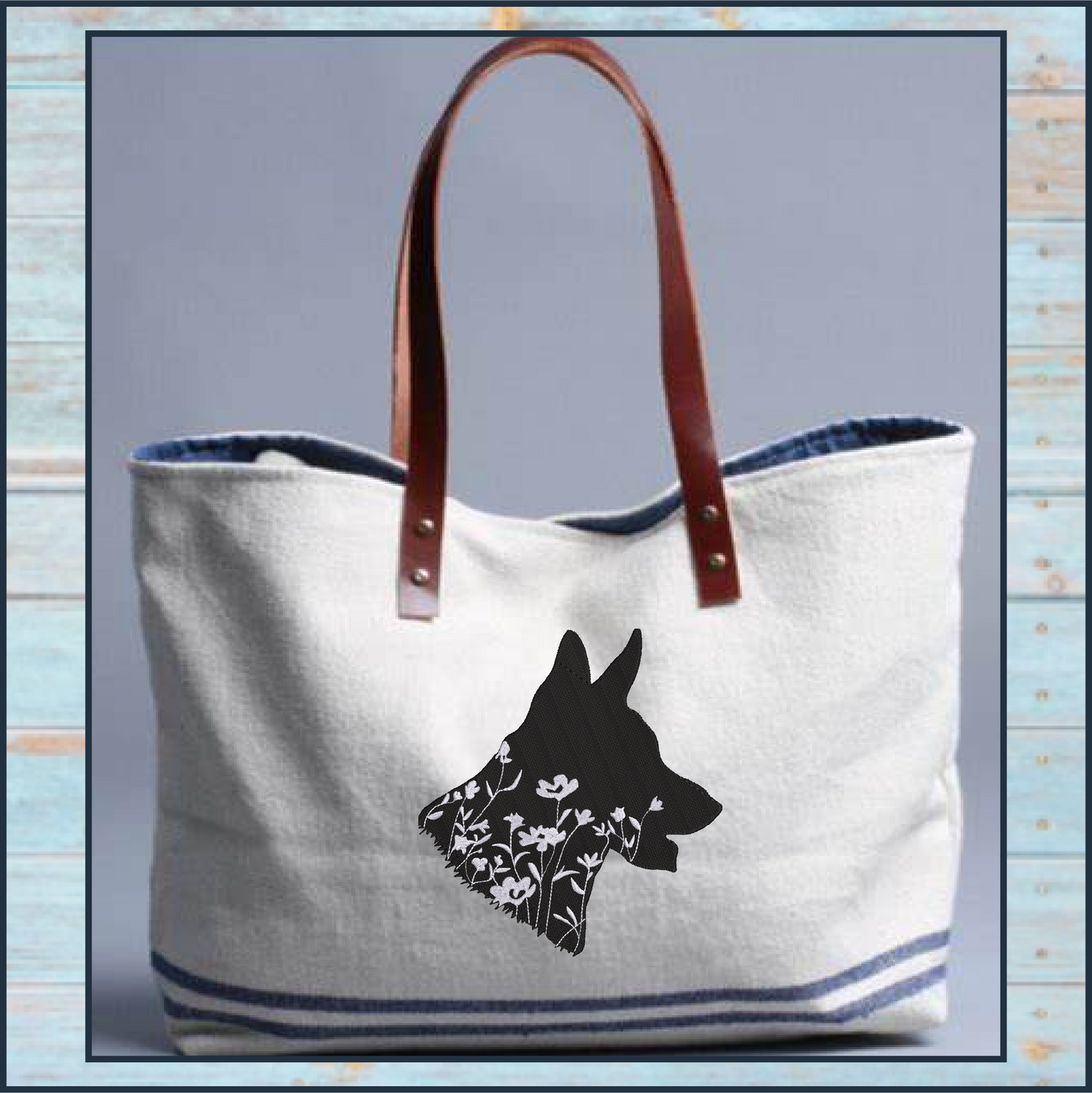 German Shepherd Floral Silhouette Machine Embroidery Design | Dog Silhouette with Wildflowers | German Shepherd Dog Lover Gift | 8 Sizes (0800)