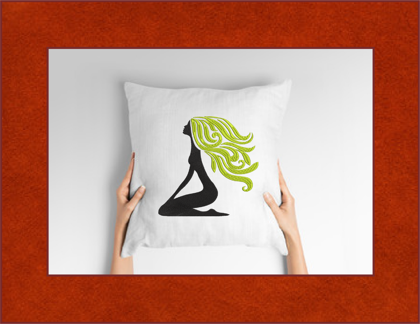 Girl with Long Flowing Hair Machine Embroidery Design – Abstract Feminine Figure, Art-Inspired Silhouette, 10 Sizes (0482)