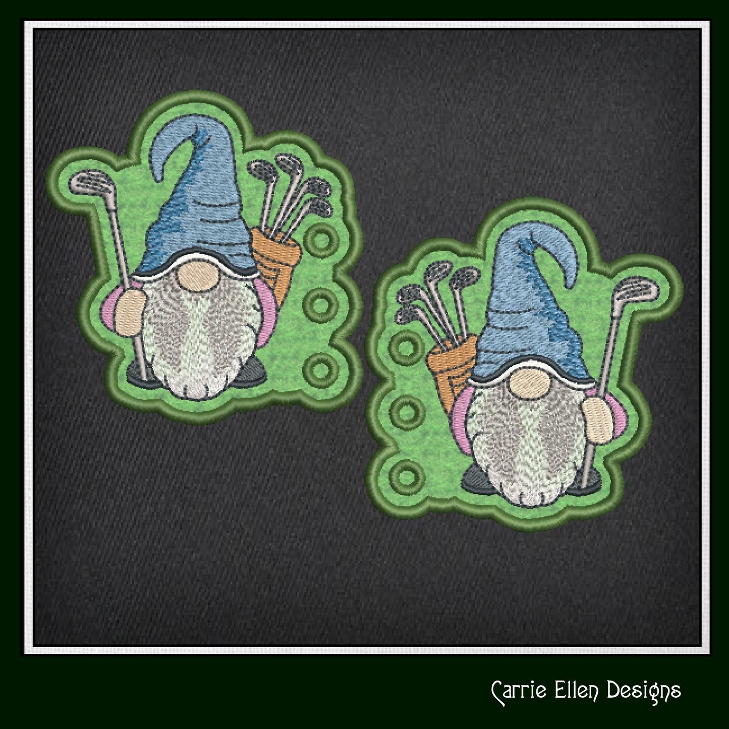 Golf Shoe Wing Machine Embroidery Design – In The Hoop Golfer Gnome Wing Charms for Shoes and Boots – 4x4 & 5x7 Hoop Sizes (1726)