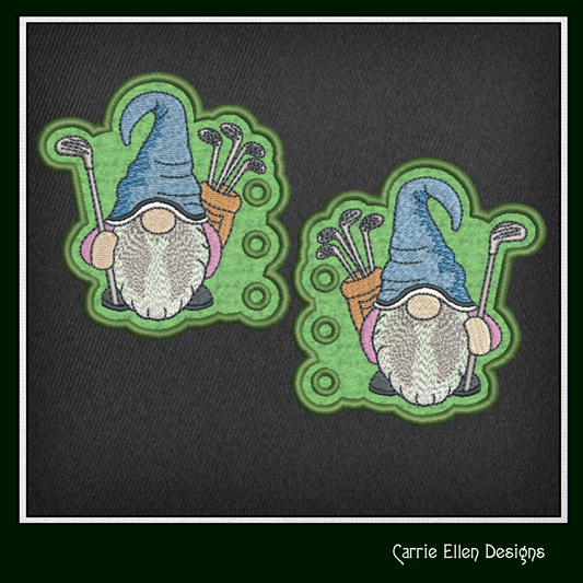 Golf Shoe Wing Machine Embroidery Design – In The Hoop Golfer Gnome Wing Charms for Shoes and Boots – 4x4 & 5x7 Hoop Sizes (1726)