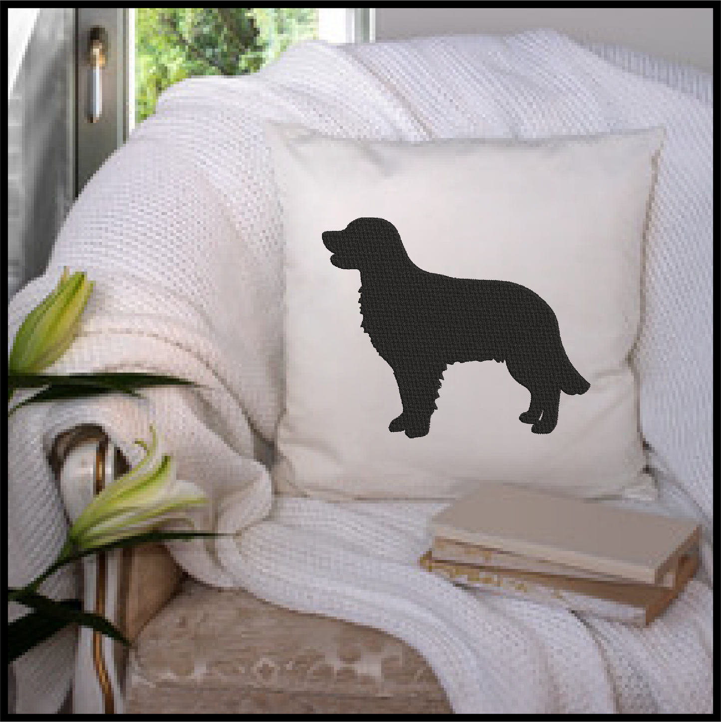 Golden Retriever Silhouette Machine Embroidery Design | Pet Dog Animal Embroidery Design | 4 Sizes (0580)