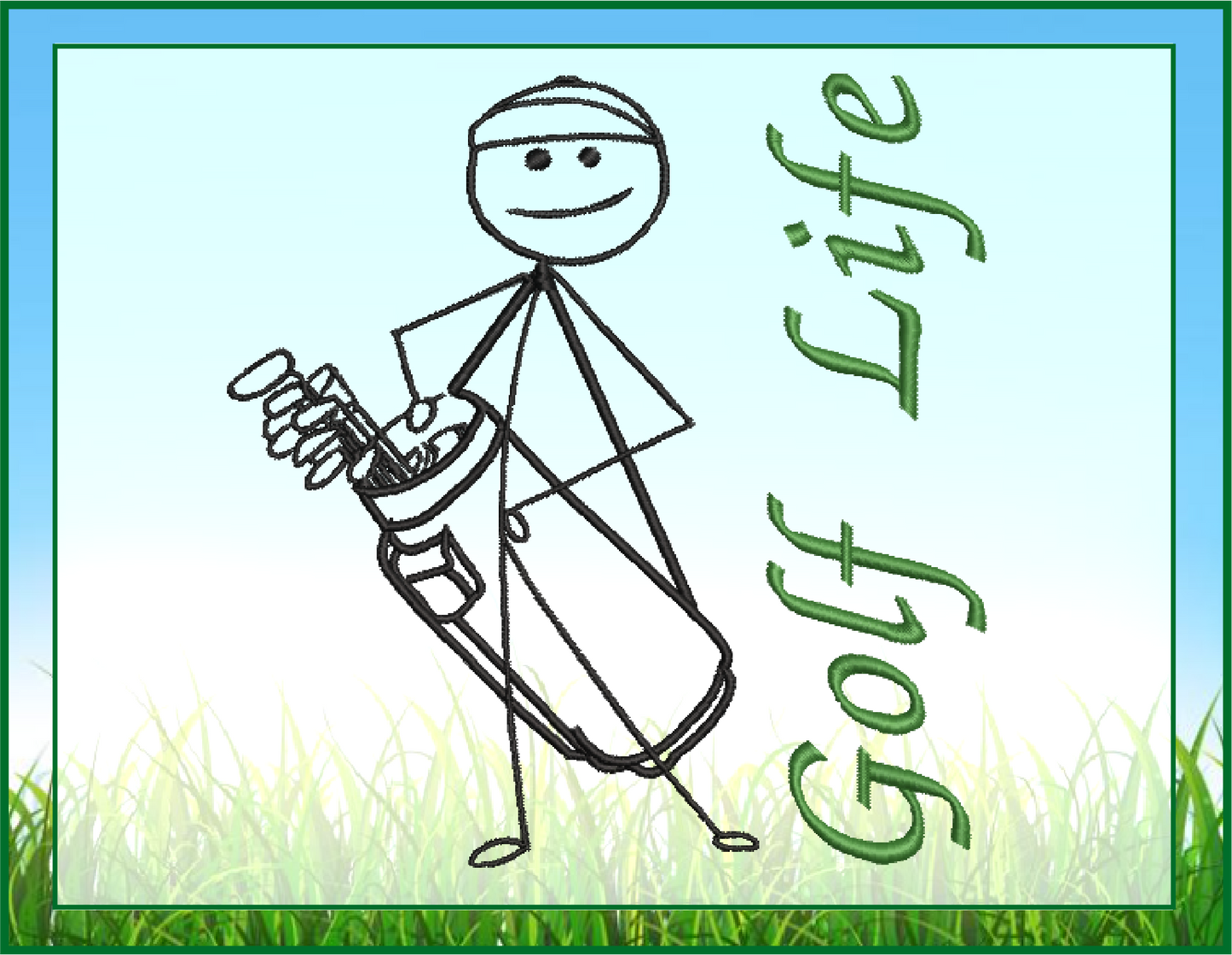 Golf Machine Embroidery Design, Golf Life Caddy Embroidery, Caddy Embroidery, Machine Embroidery Golf Player Embroidery, 8 Sizes (0287)
