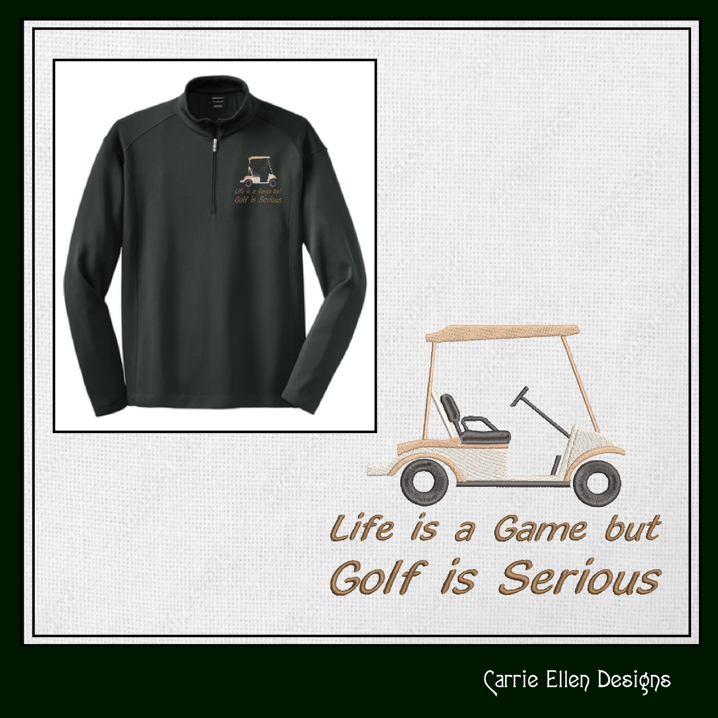Golf Cart Machine Embroidery, Golf is Serious Machine Embroidery Design, Sport Embroidery, Golf Lover, Golf Life, 6 Sizes (0138)