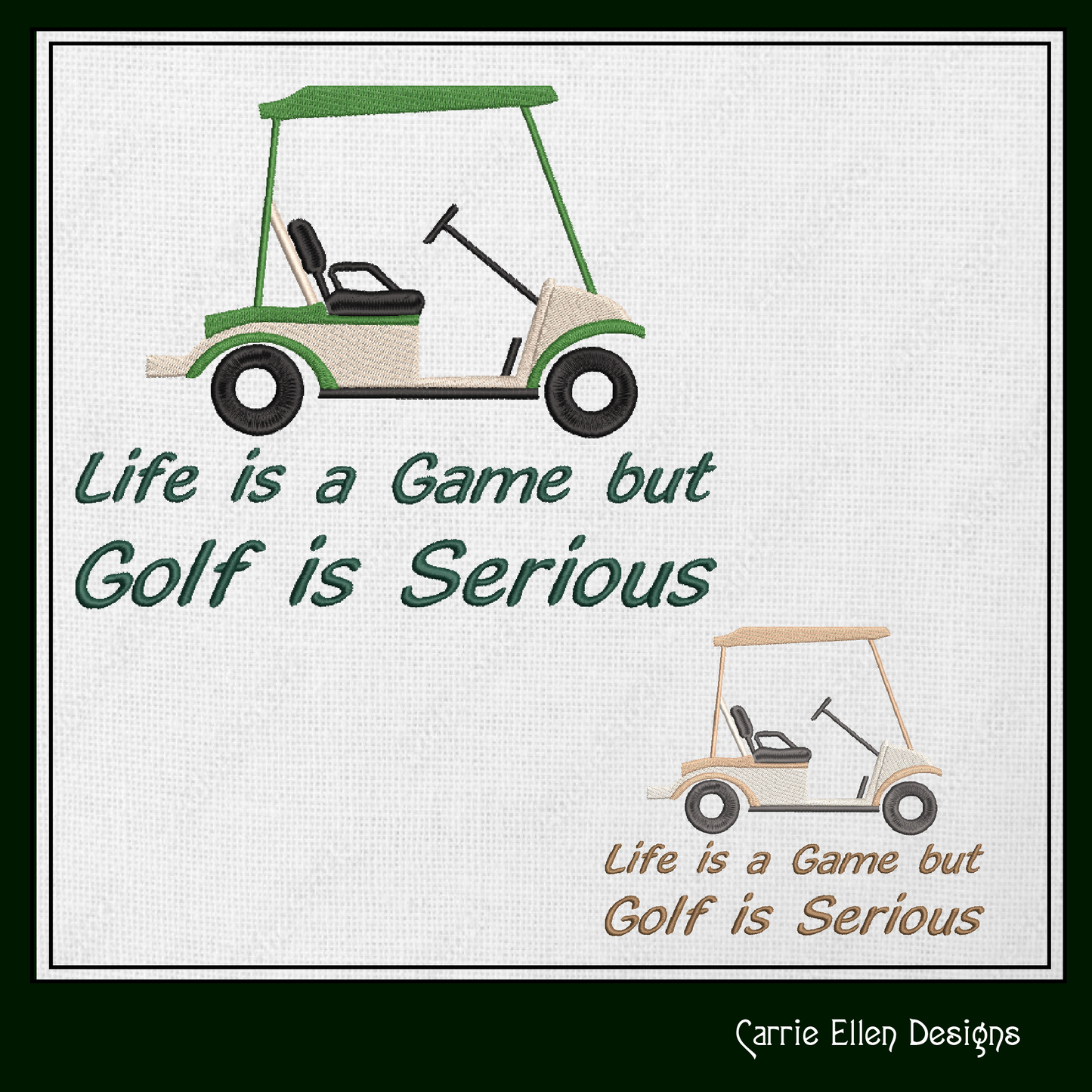 Golf Cart Machine Embroidery, Golf is Serious Machine Embroidery Design, Sport Embroidery, Golf Lover, Golf Life, 6 Sizes (0138)