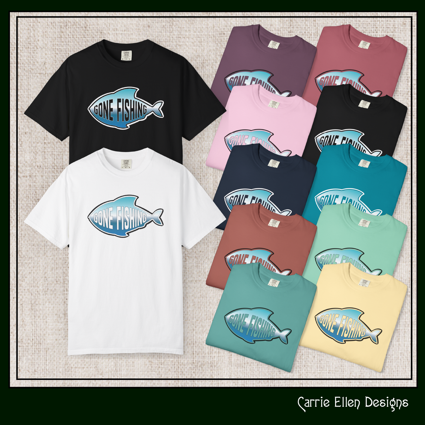 Gone Fishing Comfort Colors T-Shirt | Garment-Dyed Short Sleeve T-Shirt, Perfect for Fishing Enthusiasts (P-6065)