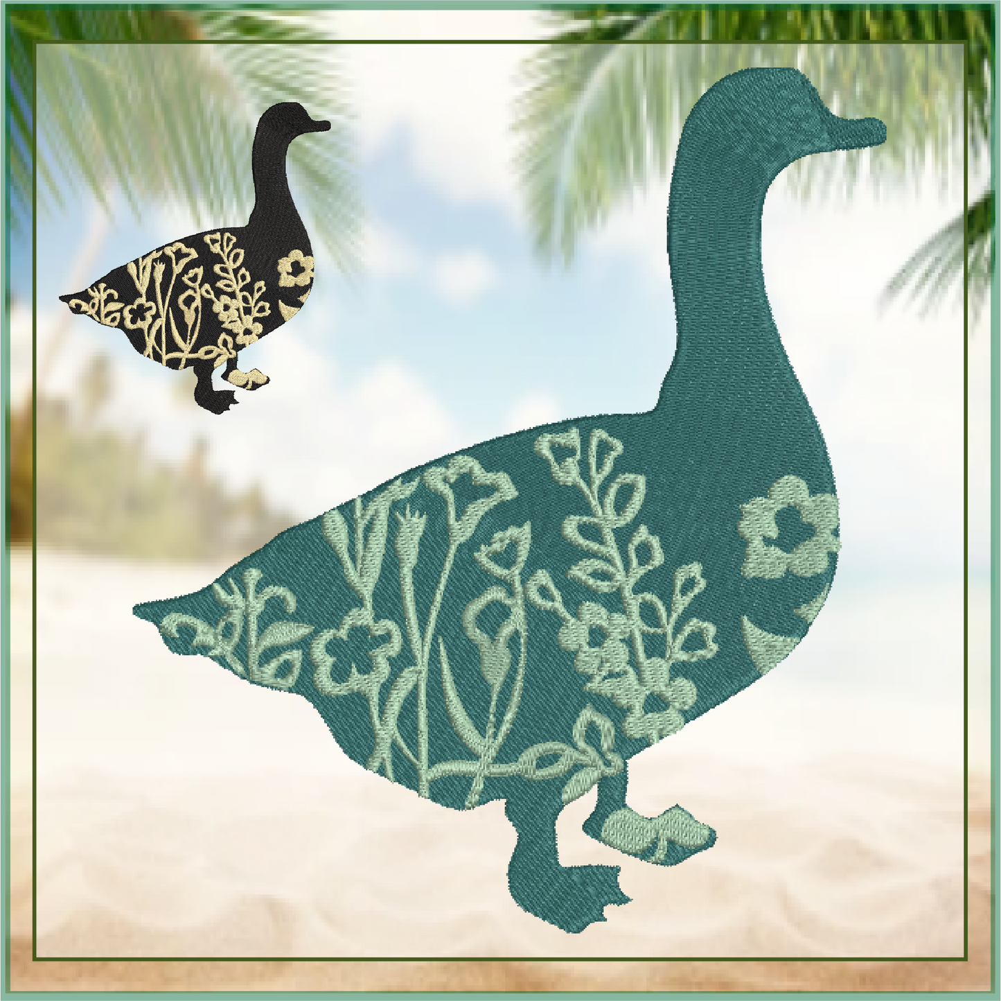 Goose Machine Embroidery Design | Floral Goose Silhouette with Wildflowers | 6 Sizes (0747)