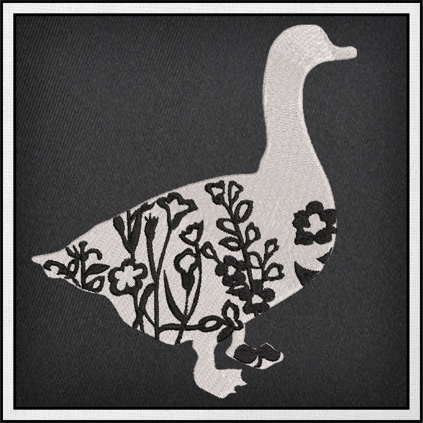 Goose Machine Embroidery Design | Floral Goose Silhouette with Wildflowers | 6 Sizes (0747)