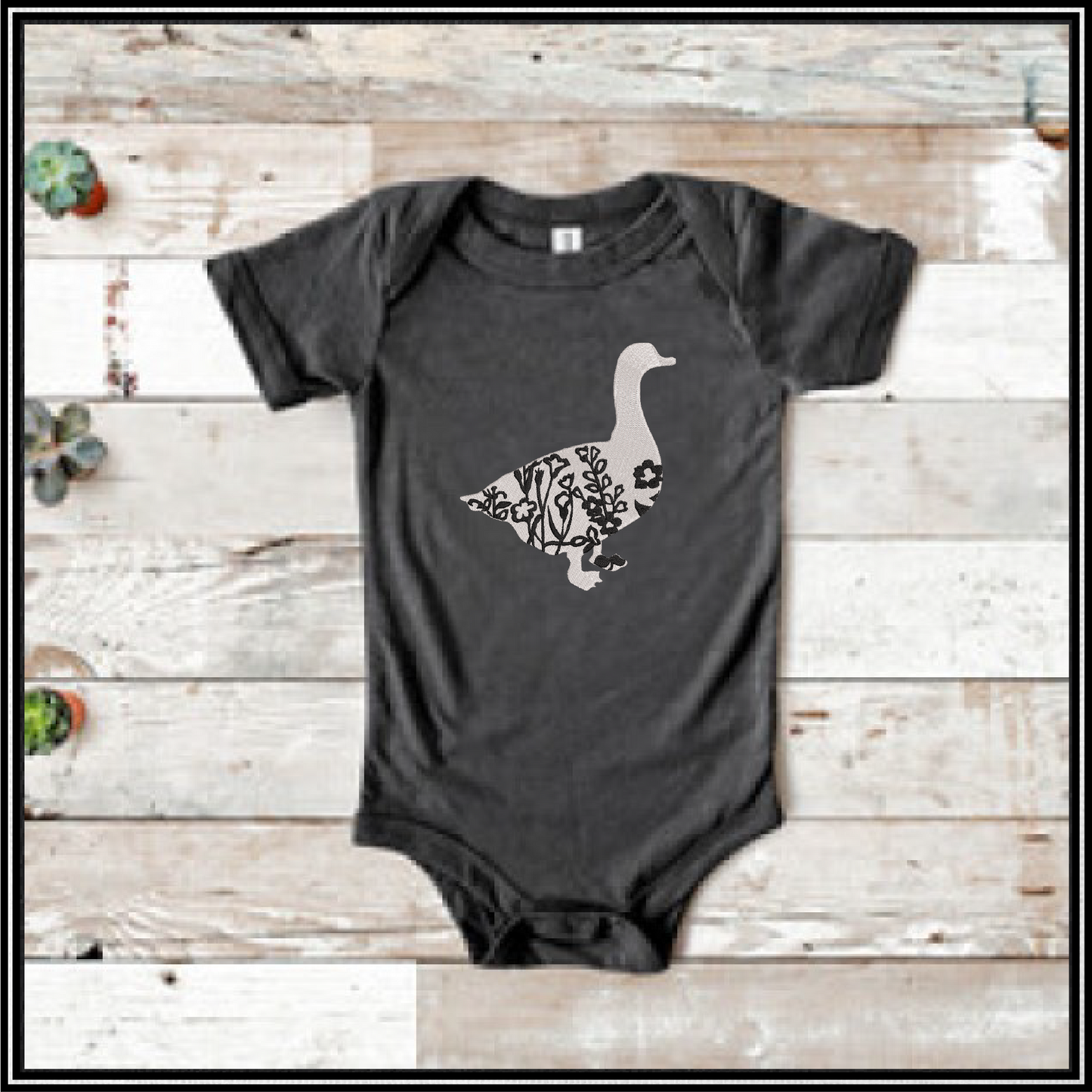 Goose Machine Embroidery Design | Floral Goose Silhouette with Wildflowers | 6 Sizes (0747)