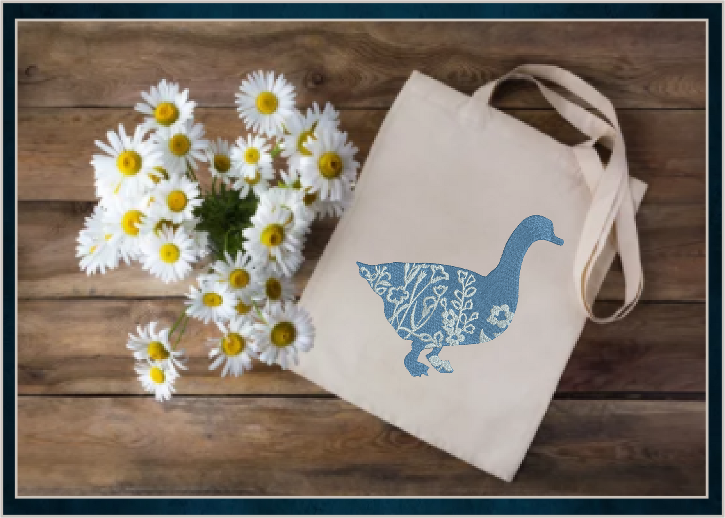 Goose Machine Embroidery Design | Floral Goose Silhouette with Wildflowers | 6 Sizes (0747)