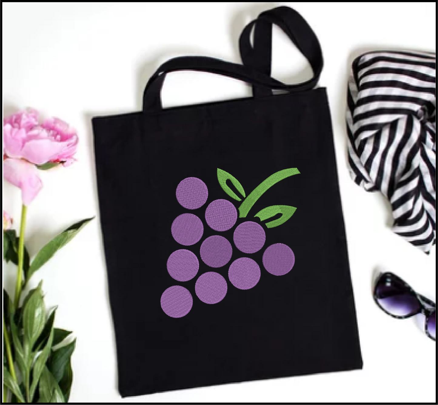 Bunch of Grapes Machine Embroidery Design | Vineyard Fruit Summer Embroidery | Grape Cluster Line Art | 8 Sizes (0957)