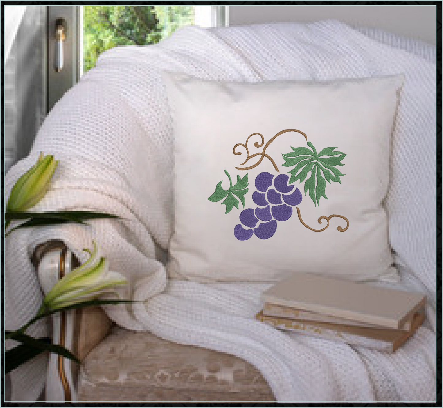 Bunch of Grapes Machine Embroidery Design | Vineyard Fruits Summer Embroidery | Grape Cluster Design | 8 Sizes (0958)