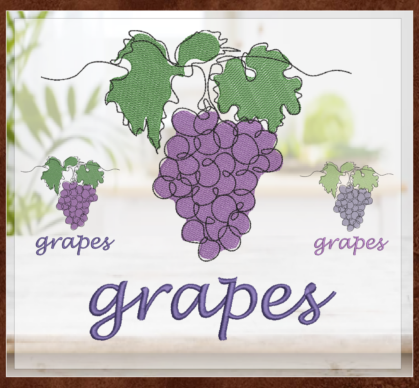 Bunch of Grapes Machine Embroidery Design | Summer Vineyard Fruit Embroidery | Grape Cluster Design | 8 Sizes (0959)