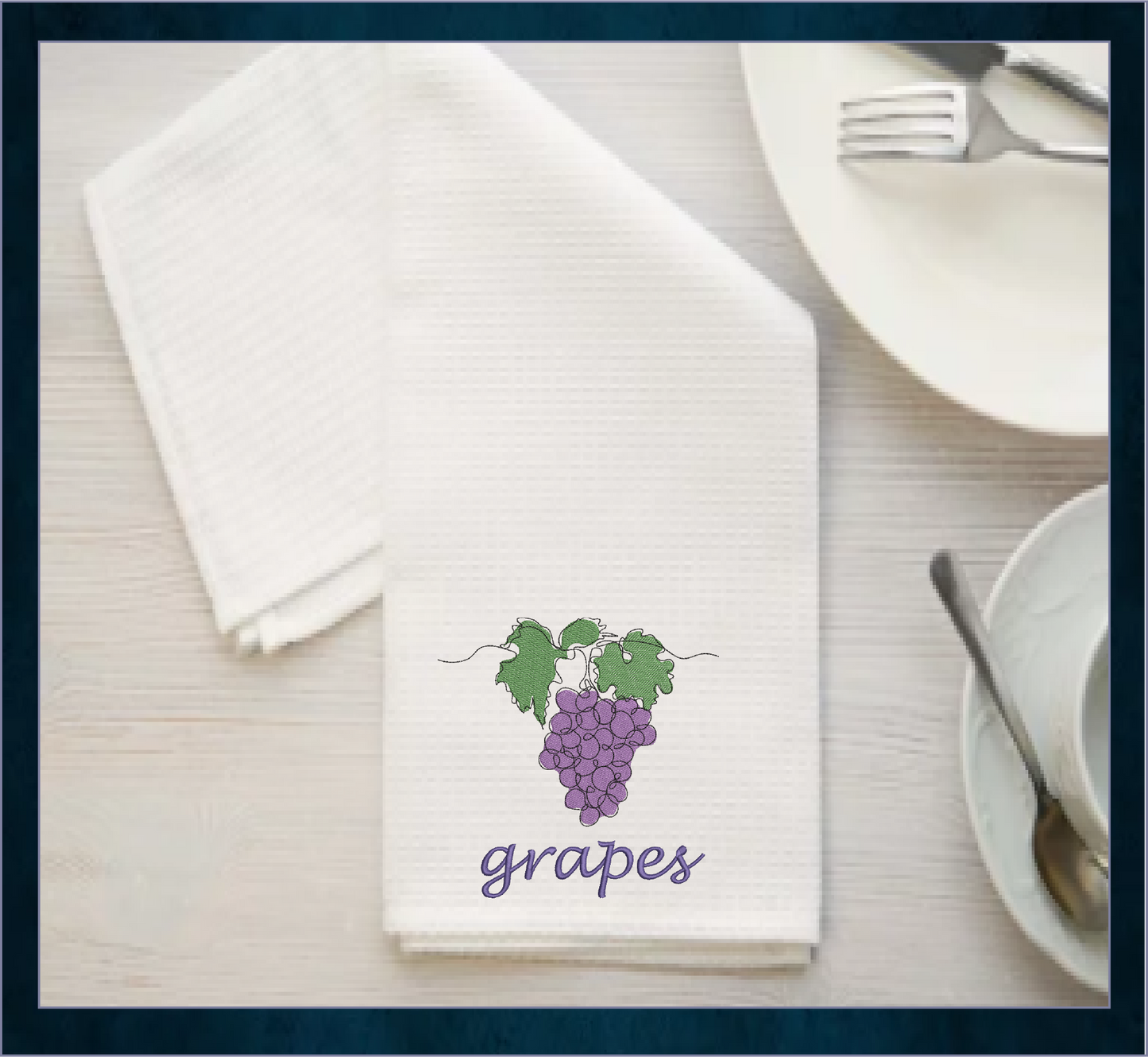 Bunch of Grapes Machine Embroidery Design | Summer Vineyard Fruit Embroidery | Grape Cluster Design | 8 Sizes (0959)