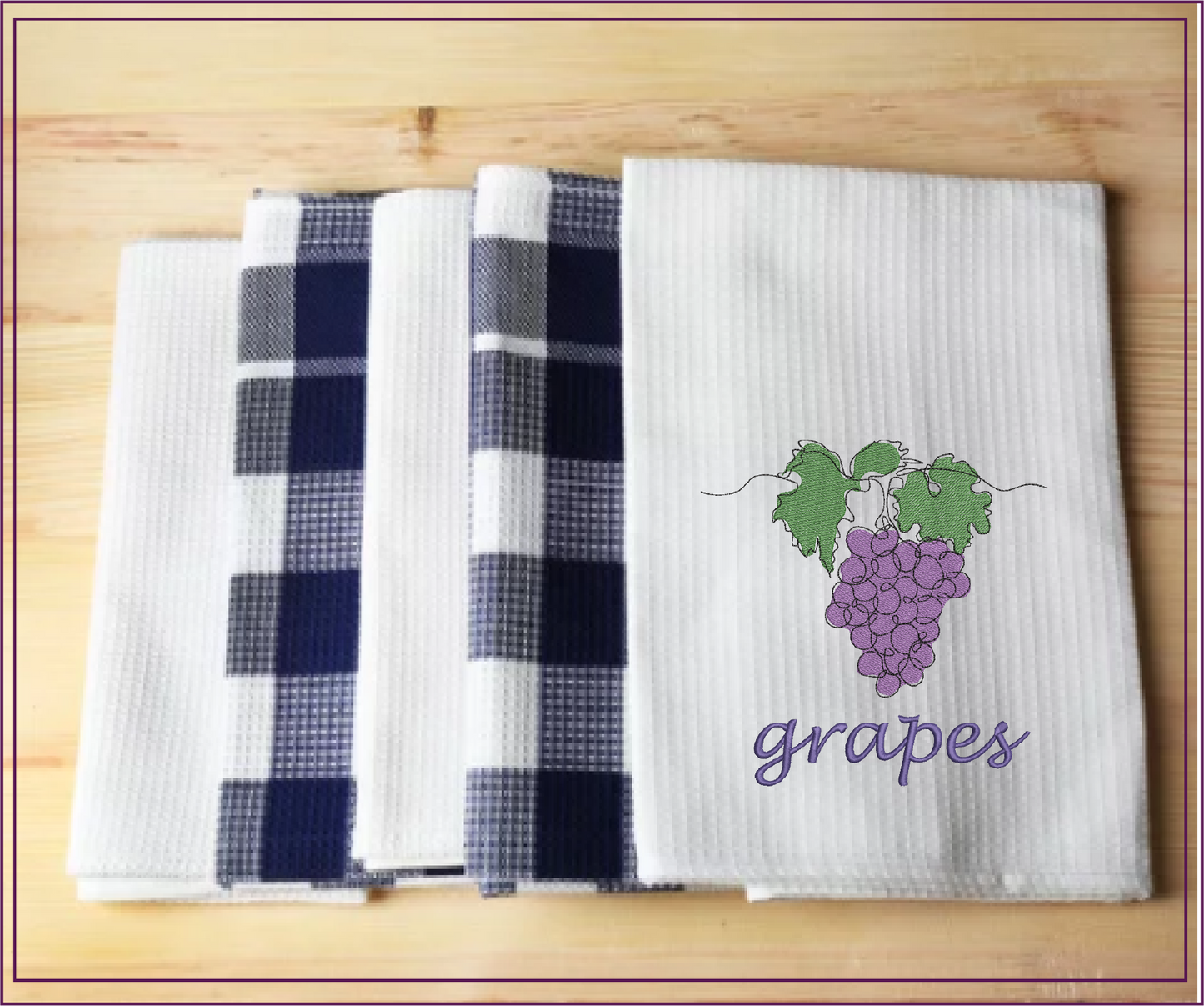 Bunch of Grapes Machine Embroidery Design | Summer Vineyard Fruit Embroidery | Grape Cluster Design | 8 Sizes (0959)