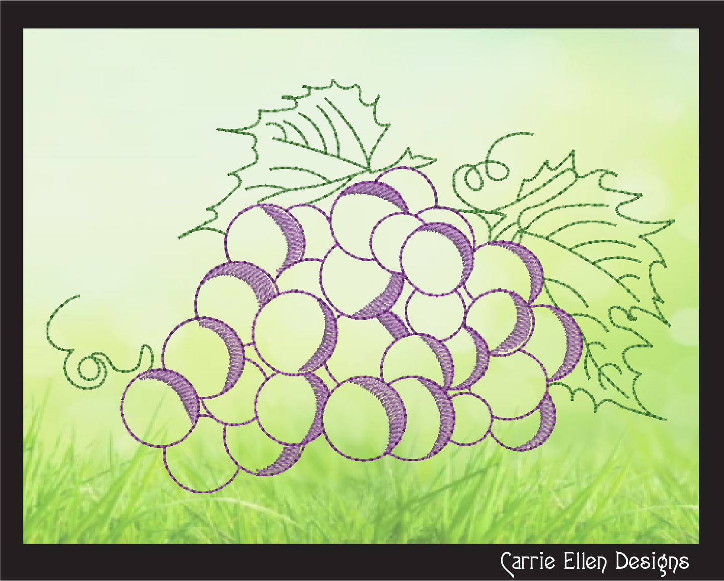 Bunch of Grapes Machine Embroidery Design | Summer Vineyard Fruit Design | Embroidered Grape Cluster | 8 Sizes (0960)
