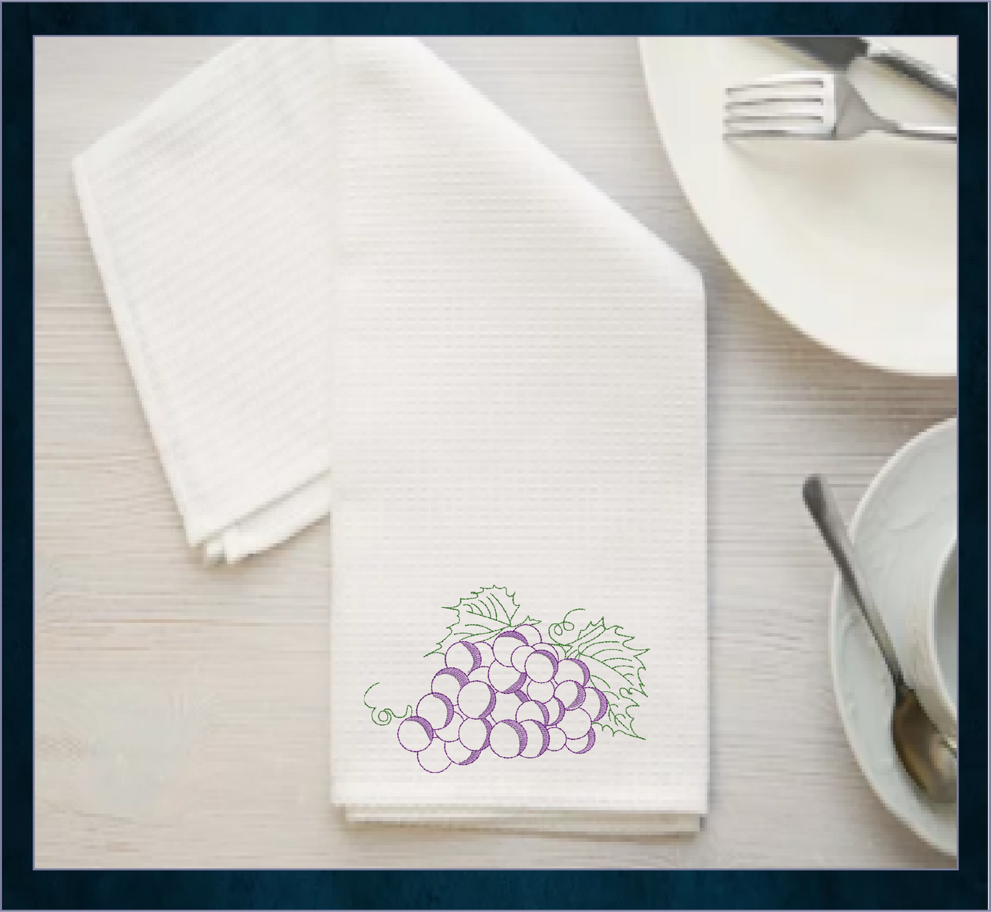 Bunch of Grapes Machine Embroidery Design | Summer Vineyard Fruit Design | Embroidered Grape Cluster | 8 Sizes (0960)