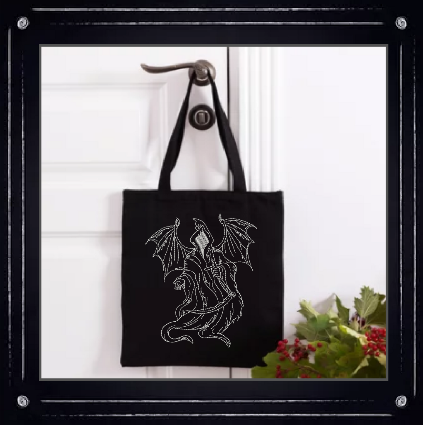 Grim Reaper Machine Embroidery Design – Death with Sickle Line Art – 6 Sizes (0154)
