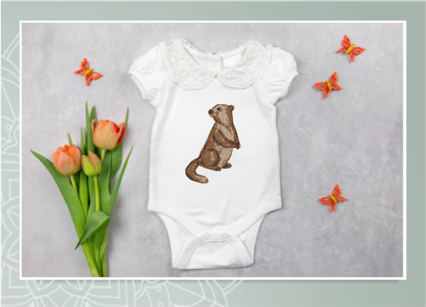 Groundhog Machine Embroidery Design, Badger Art Designs, Woodland Wildlife Animal, 4 Sizes (0421)