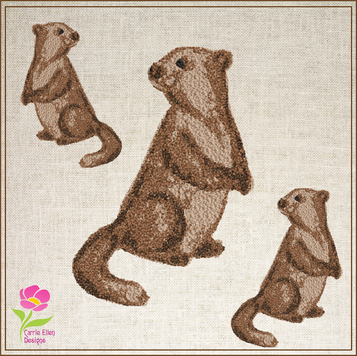 Groundhog Machine Embroidery Design, Badger Art Designs, Woodland Wildlife Animal, 4 Sizes (0421)