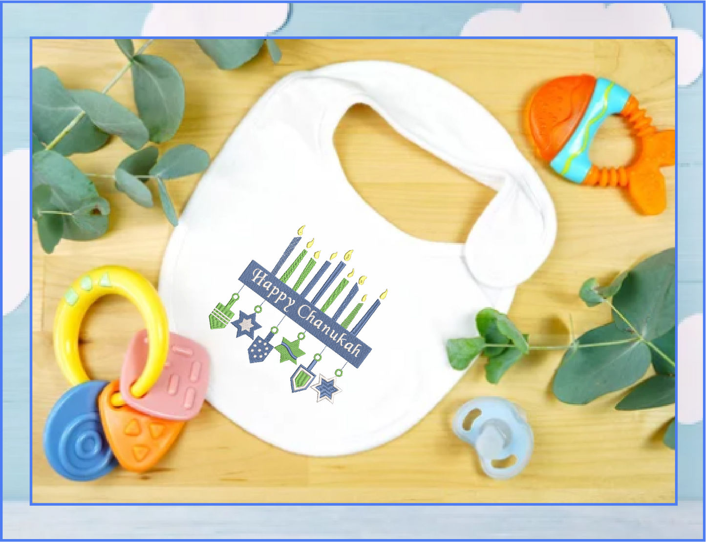 Happy Chanukah Machine Embroidery Design – Menorah with Star of David Pattern – 8 Sizes (0156)