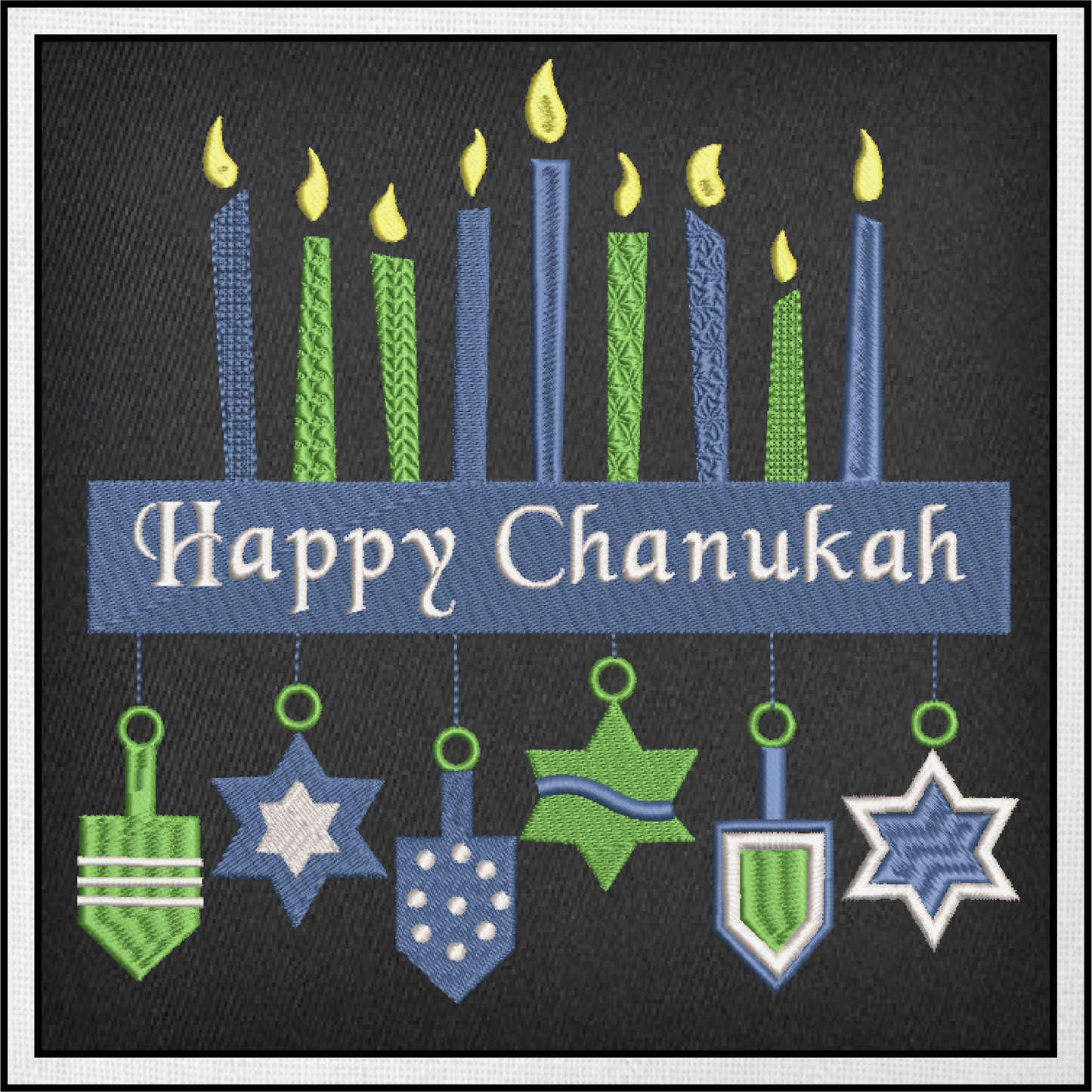 Happy Chanukah Machine Embroidery Design – Menorah with Star of David Pattern – 8 Sizes (0156)