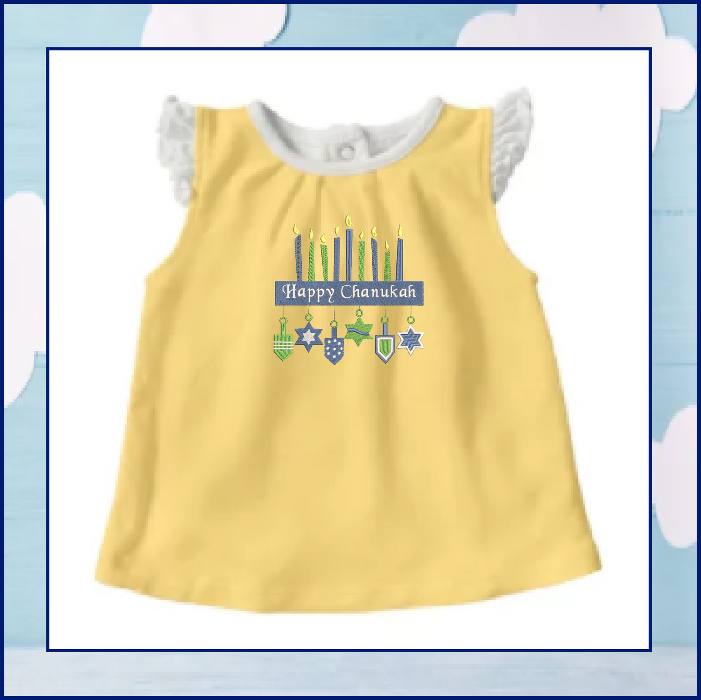 Happy Chanukah Machine Embroidery Design – Menorah with Star of David Pattern – 8 Sizes (0156)