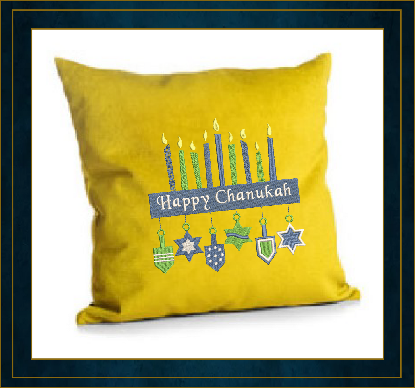 Happy Chanukah Machine Embroidery Design – Menorah with Star of David Pattern – 8 Sizes (0156)