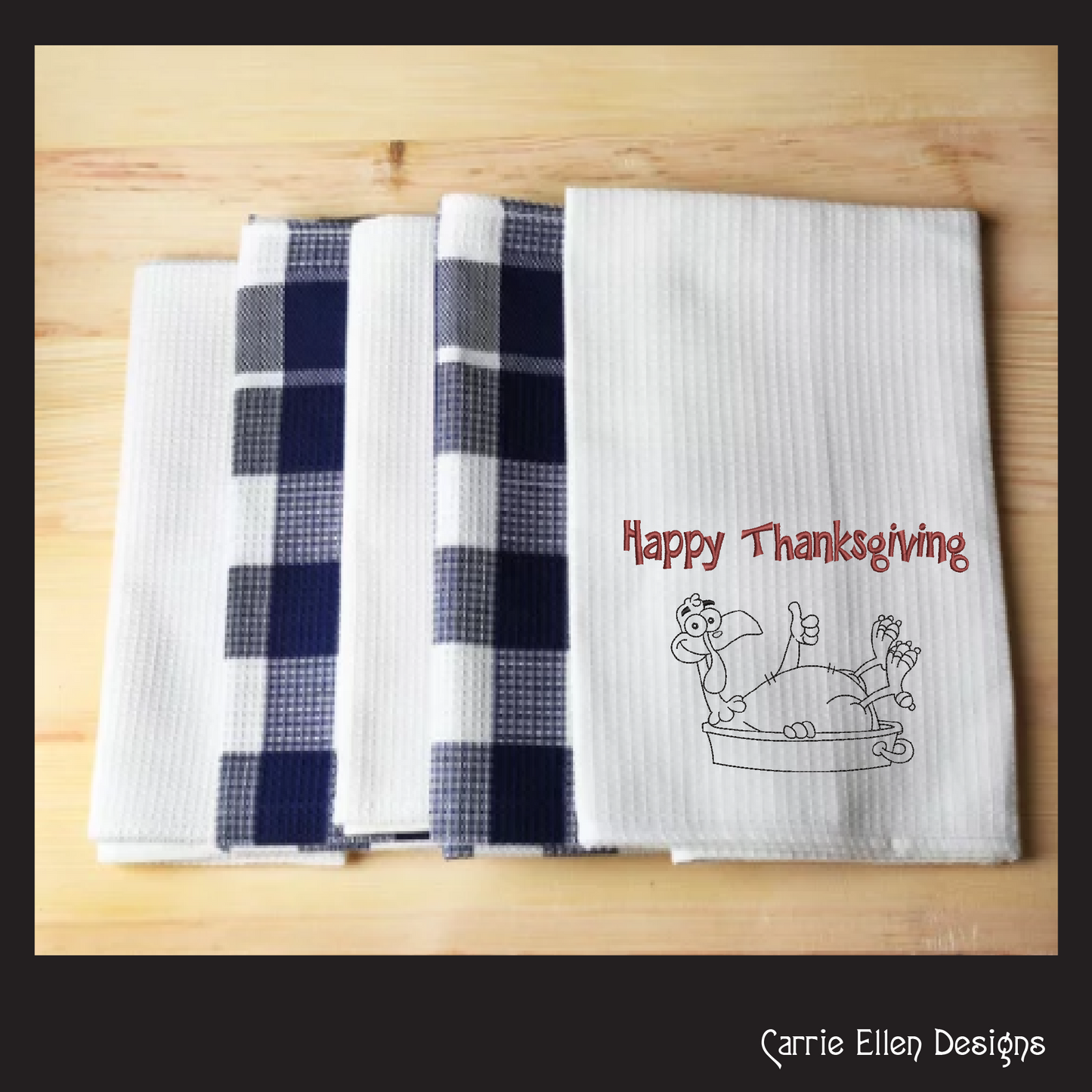 Happy Thanksgiving Roasting Turkey Machine Embroidery Design – Funny Holiday Dinner Pattern, 8 Sizes (1022)