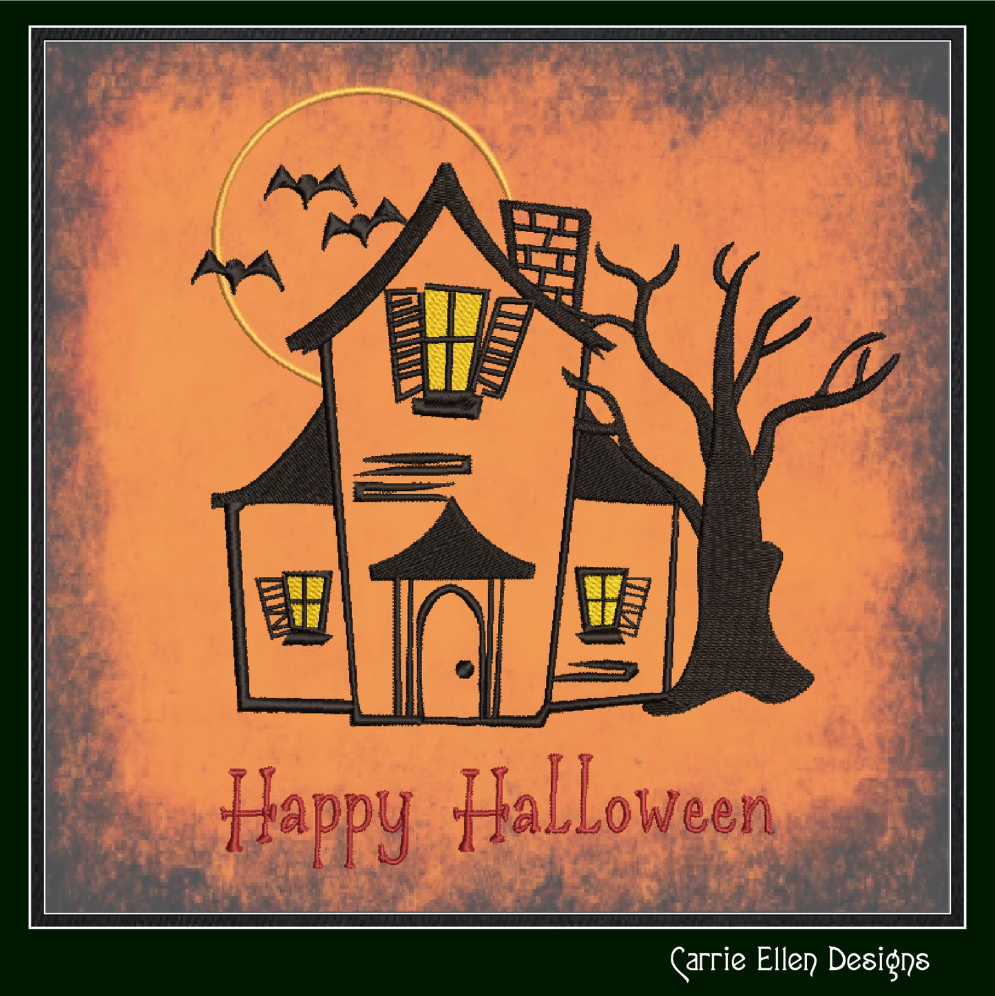 Haunted House Machine Embroidery Design, Halloween Embroidery Design, Halloween House Embroidery Design, 6 Sizes (0877)