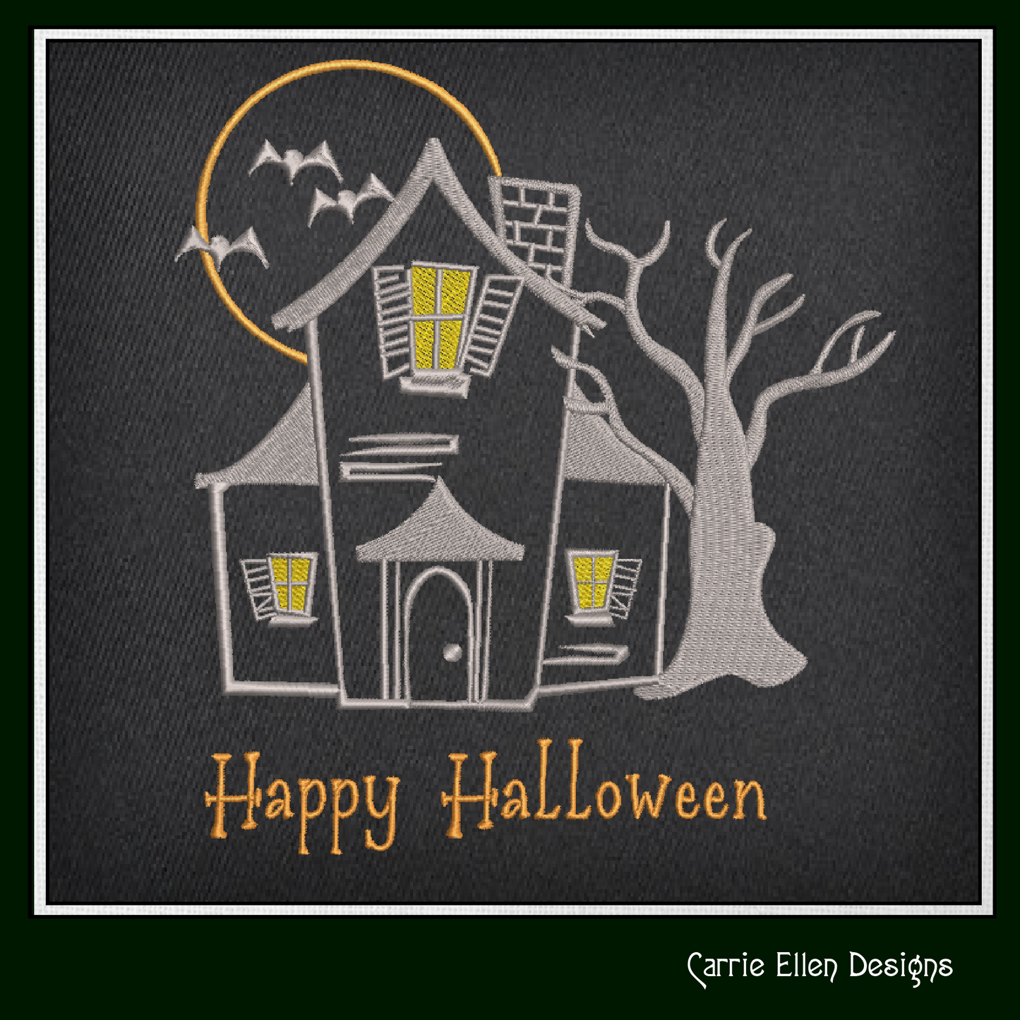 Haunted House Machine Embroidery Design, Halloween Embroidery Design, Halloween House Embroidery Design, 6 Sizes (0877)
