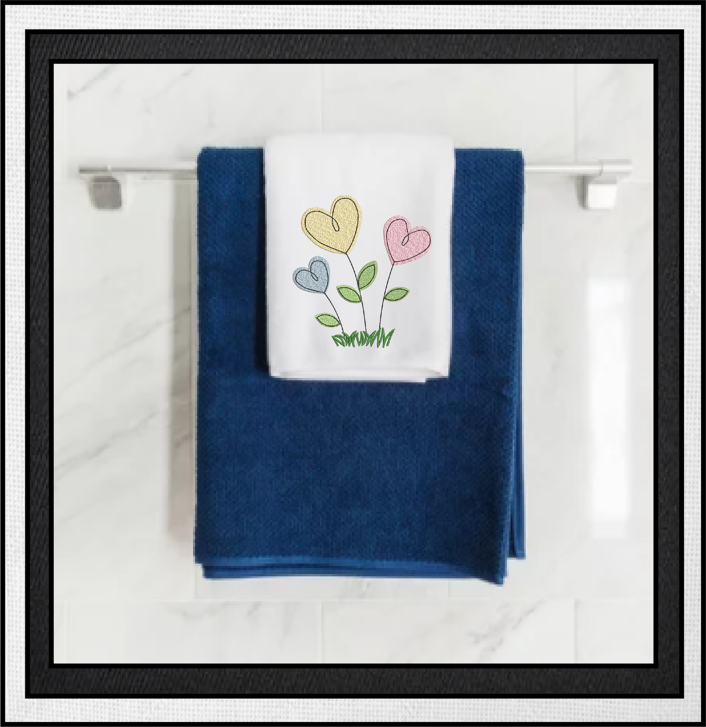Heart Flowers Machine Embroidery Design | Valentine's Day Love Garden Flowers | 4 Sizes (0409)