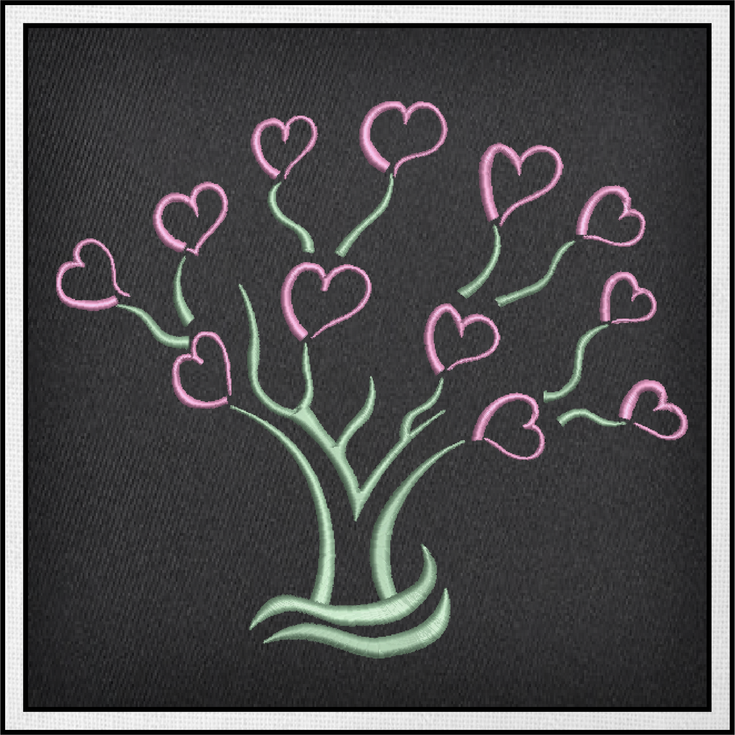 Heart Tree Machine Embroidery Design – Valentine’s Day, Blooming Hearts, Floral Garden Design – 6 Sizes (0410)