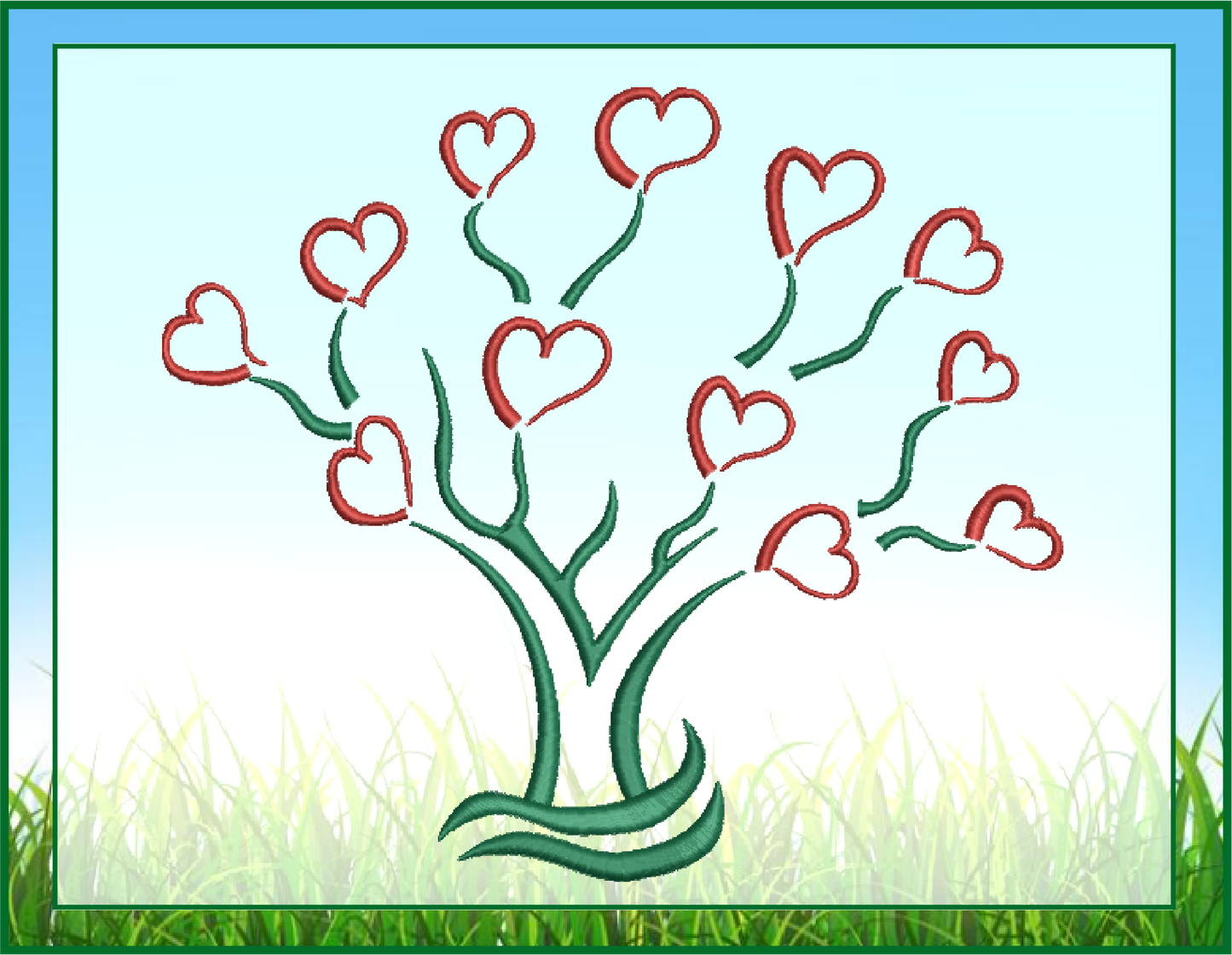 Heart Tree Machine Embroidery Design – Valentine’s Day, Blooming Hearts, Floral Garden Design – 6 Sizes (0410)