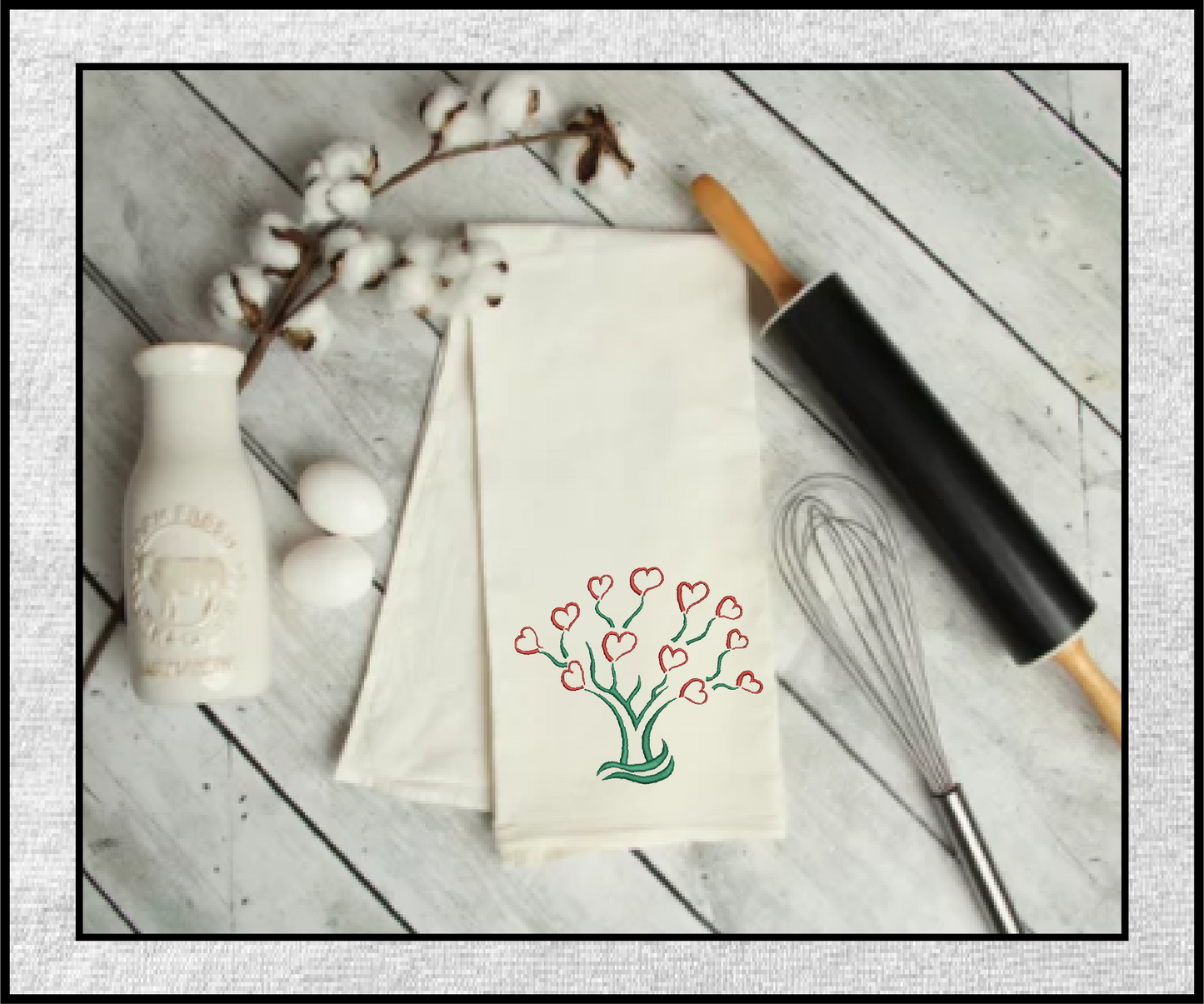 Heart Tree Machine Embroidery Design – Valentine’s Day, Blooming Hearts, Floral Garden Design – 6 Sizes (0410)