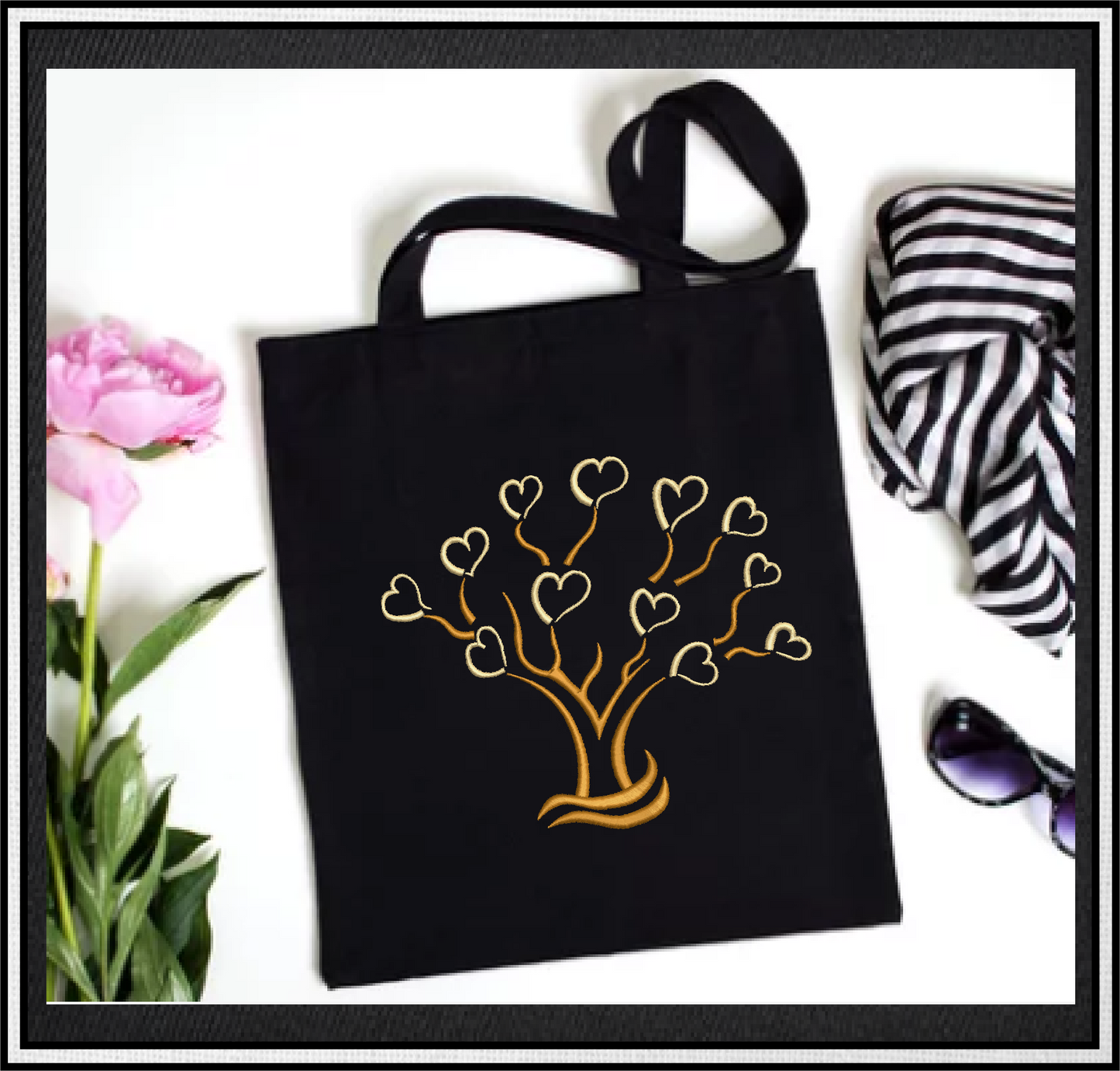 Heart Tree Machine Embroidery Design – Valentine’s Day, Blooming Hearts, Floral Garden Design – 6 Sizes (0410)