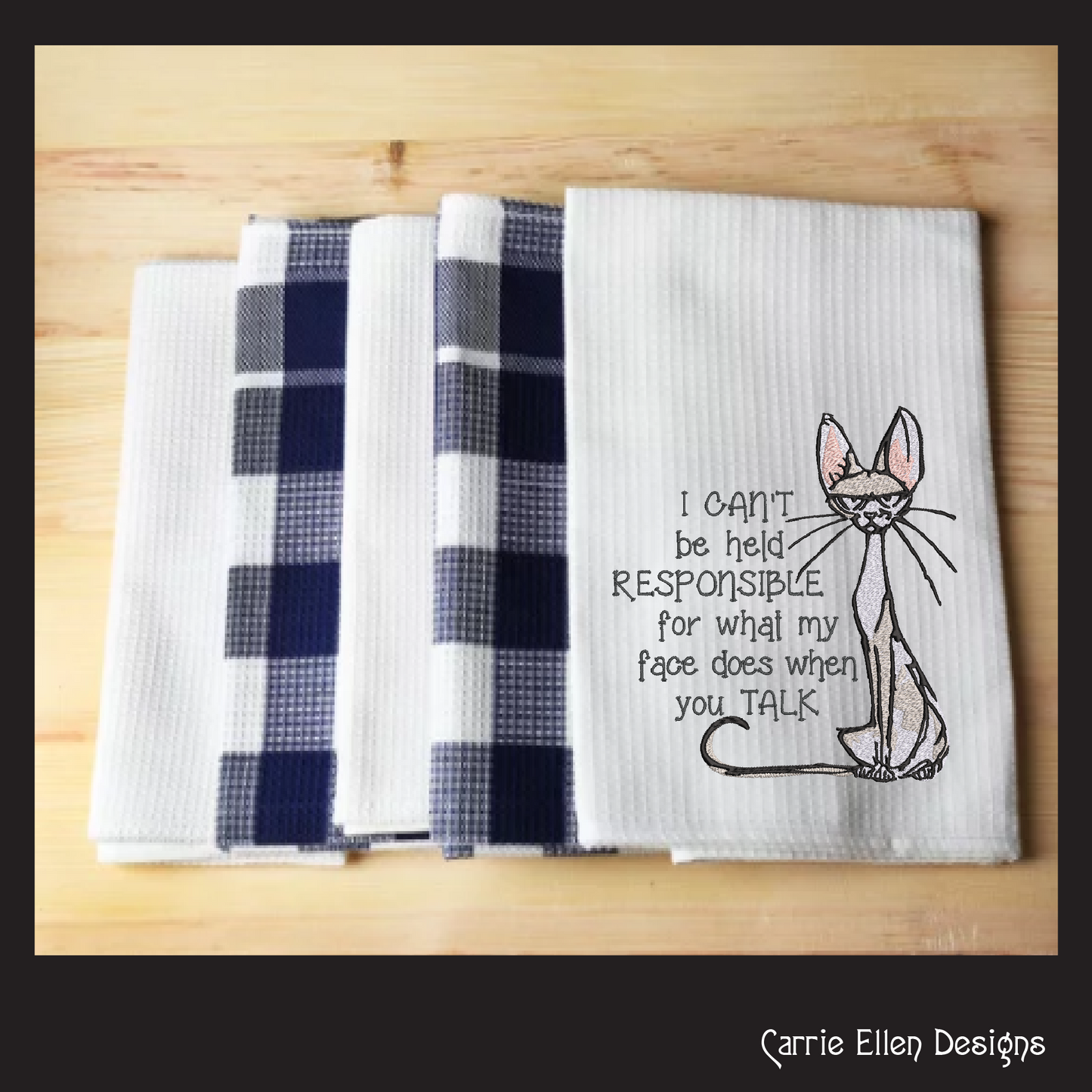 Can't Be Held Responsible Cat Machine Embroidery Design – Funny Snarky Kitty Quote, 8 Sizes (1011)