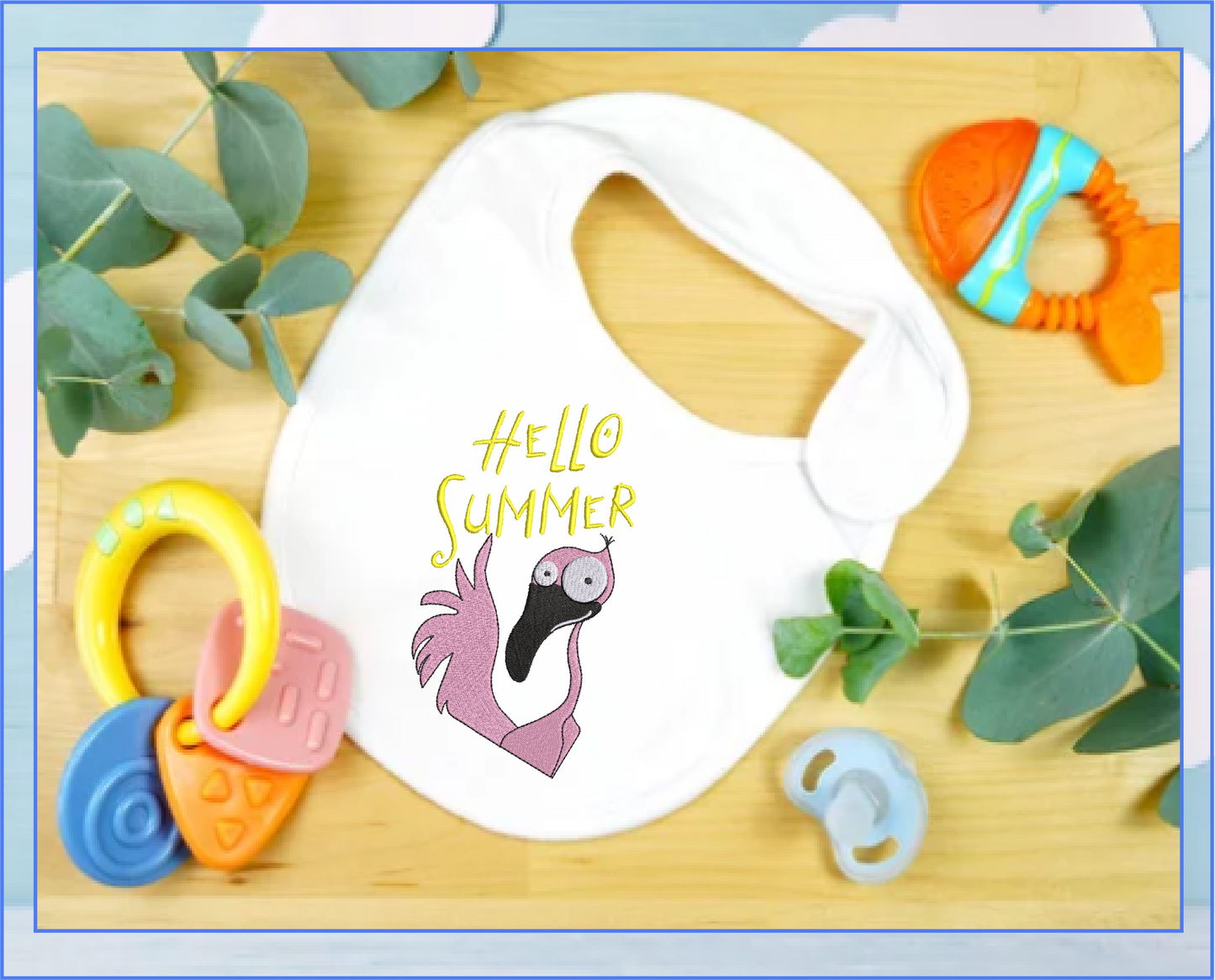 Hello Summer Flamingo Machine Embroidery Design | Funny Summer Sayings | Tropical Bird Embroidery | 8 Sizes (0822)