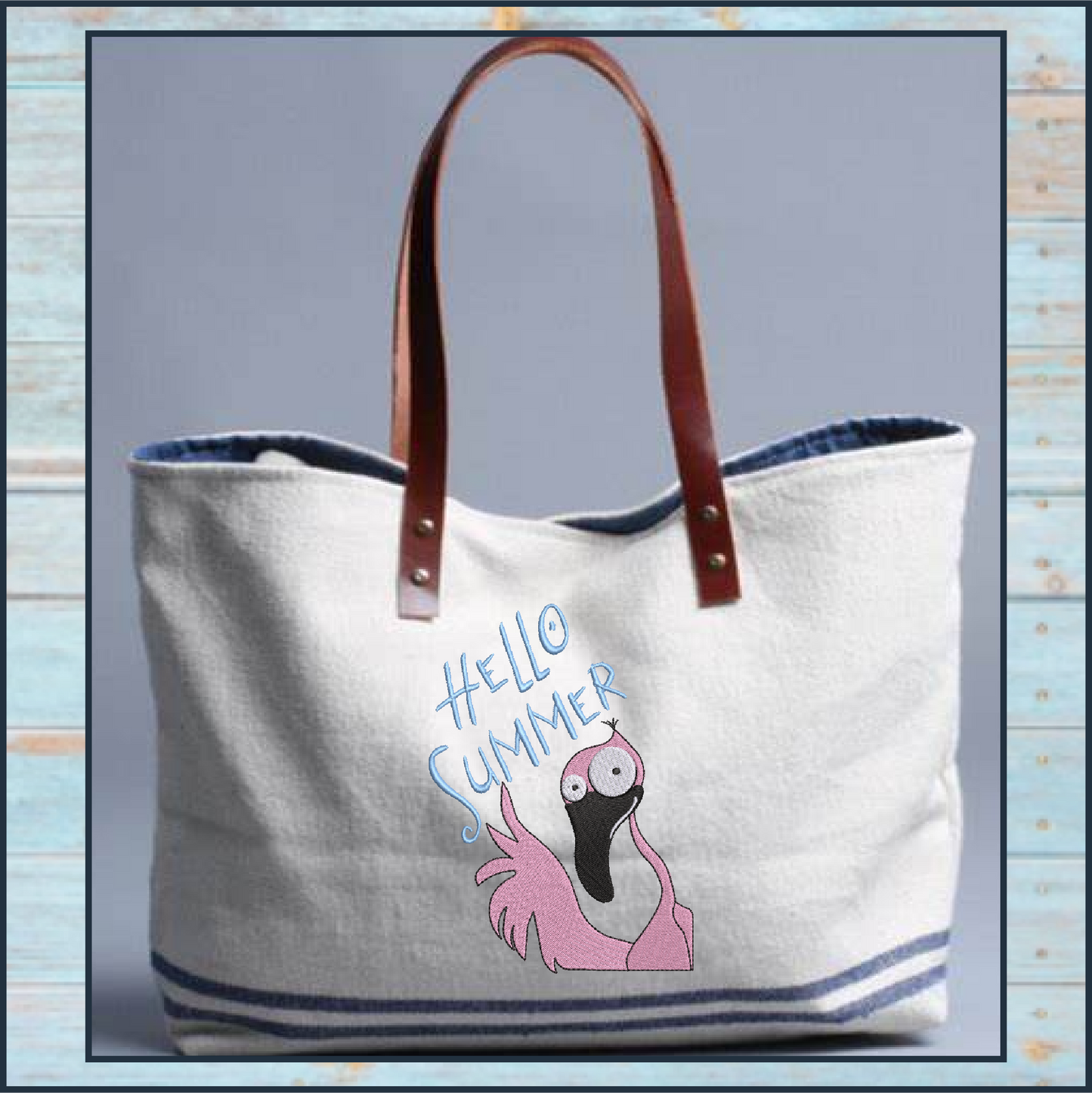 Hello Summer Flamingo Machine Embroidery Design | Funny Summer Sayings | Tropical Bird Embroidery | 8 Sizes (0822)