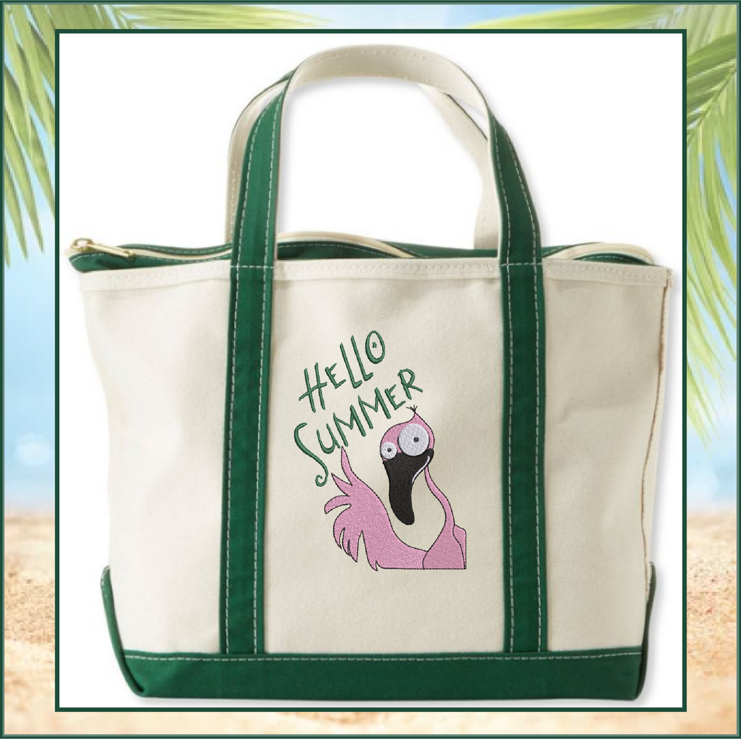 Hello Summer Flamingo Machine Embroidery Design | Funny Summer Sayings | Tropical Bird Embroidery | 8 Sizes (0822)
