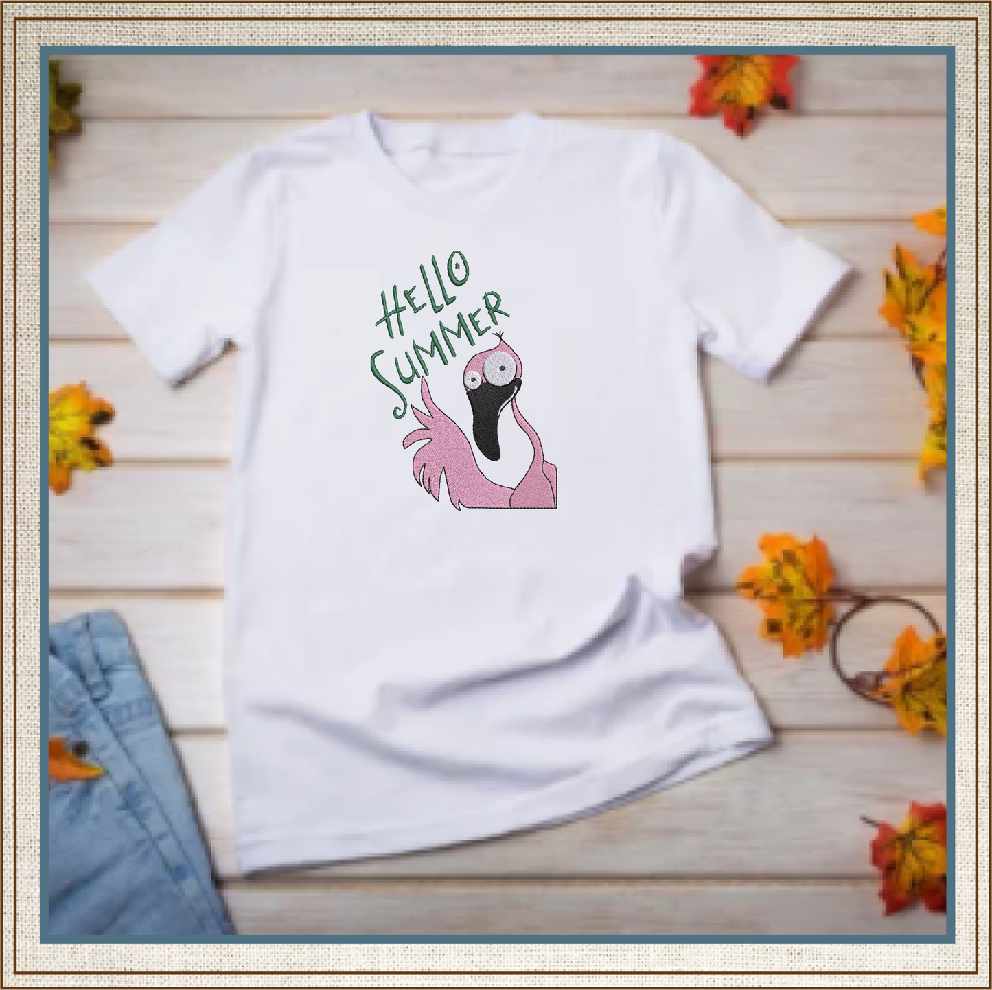 Hello Summer Flamingo Machine Embroidery Design | Funny Summer Sayings | Tropical Bird Embroidery | 8 Sizes (0822)