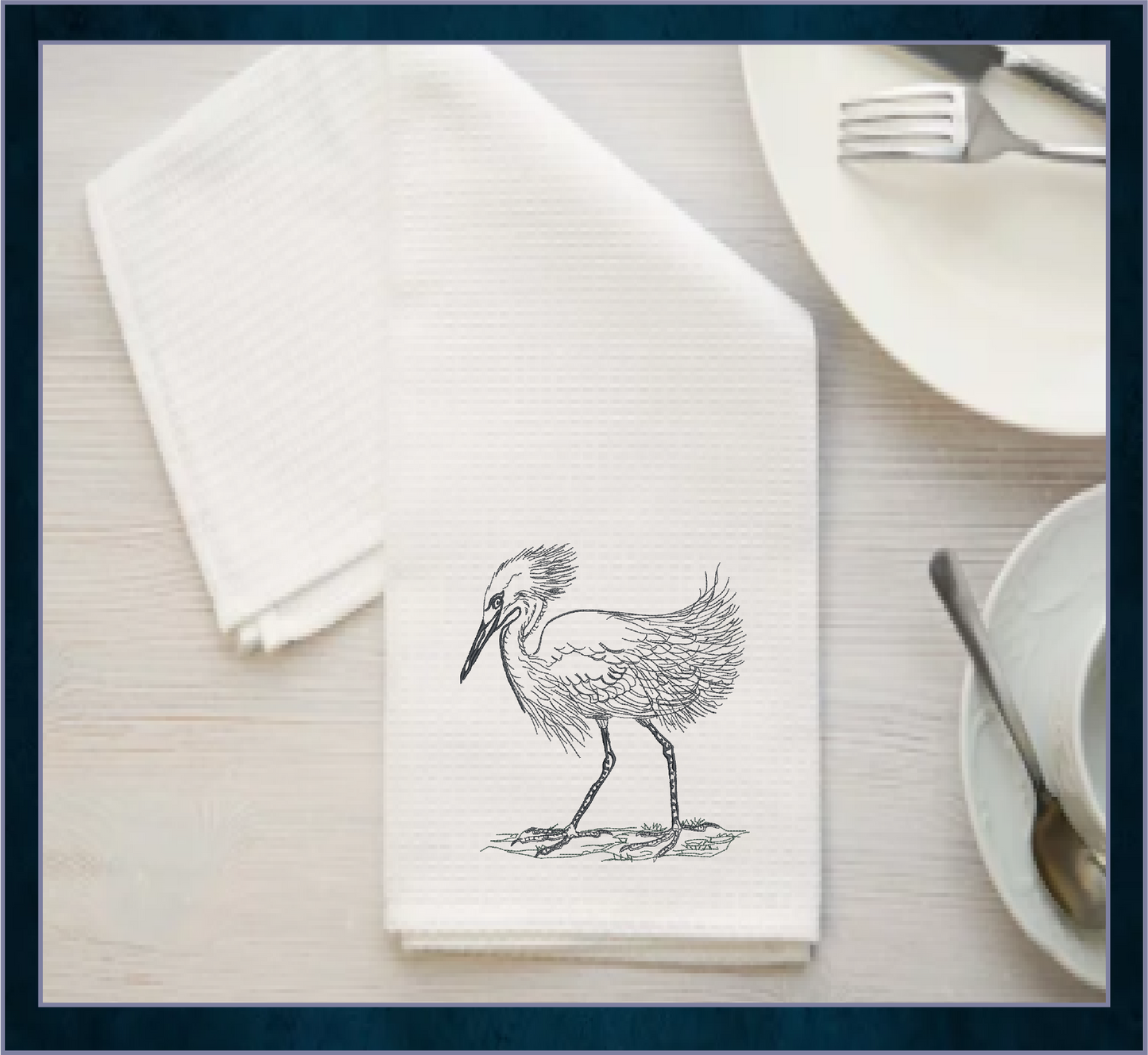 Heron Snowy Egret Machine Embroidery Design, Sketch Embroidery Design, Bird Line Art, 7 Sizes (0376)