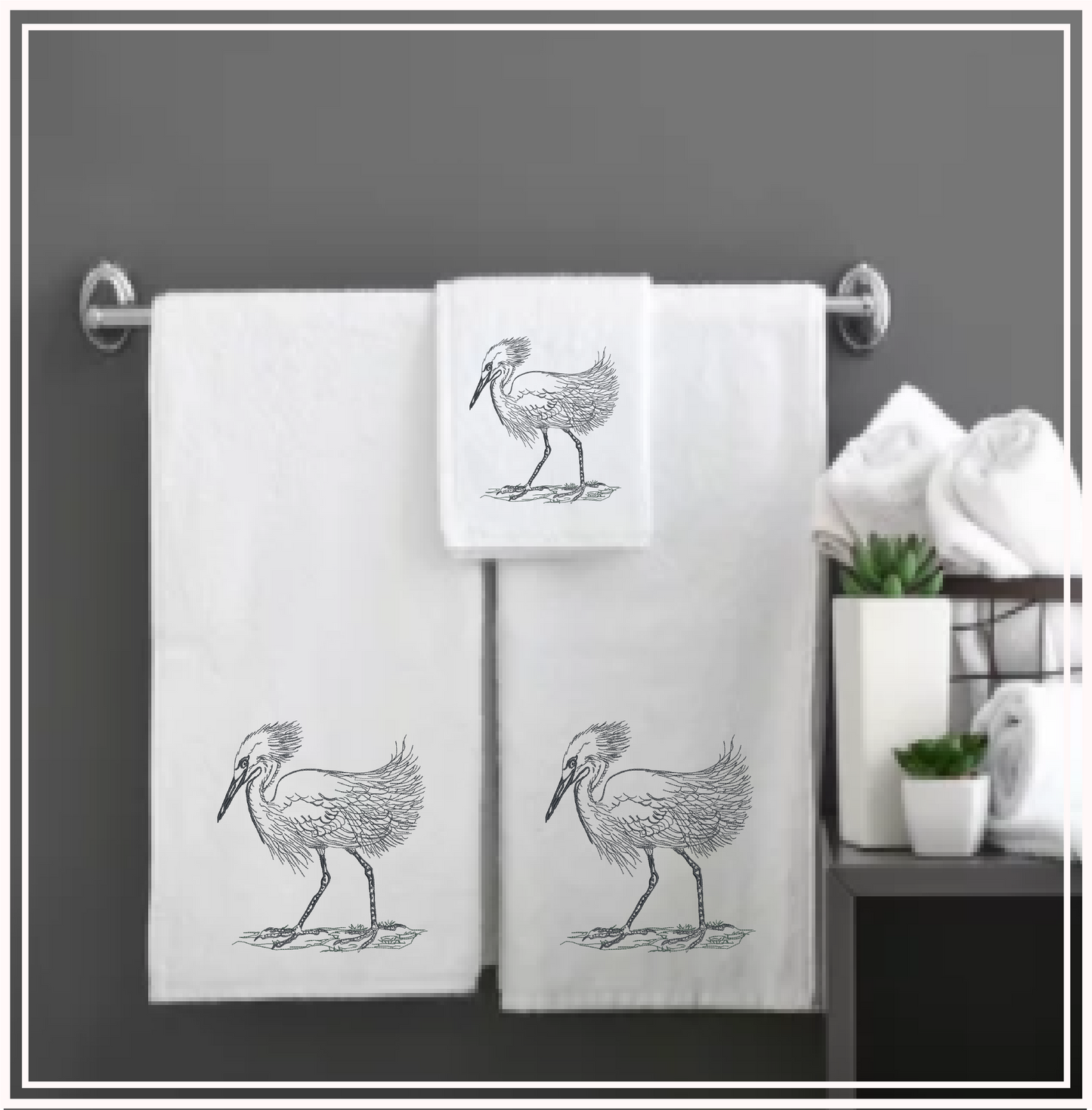 Heron Snowy Egret Machine Embroidery Design, Sketch Embroidery Design, Bird Line Art, 7 Sizes (0376)