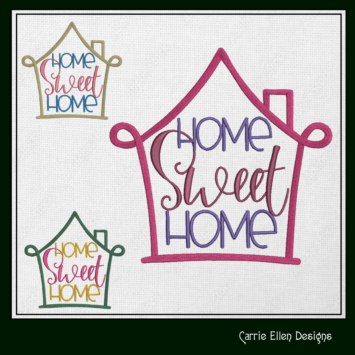 Home Sweet Home Machine Embroidery Design | Cozy Home Décor for Pillows, Towels & Apparel | 6 Sizes (1715)