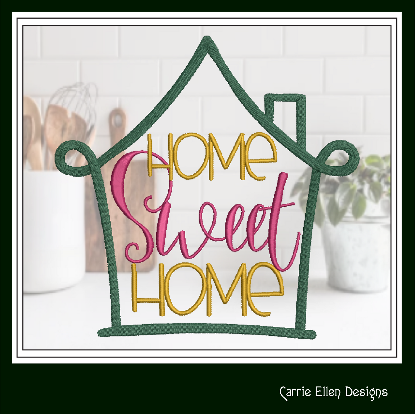 Home Sweet Home Machine Embroidery Design | Cozy Home Décor for Pillows, Towels & Apparel | 6 Sizes (1715)