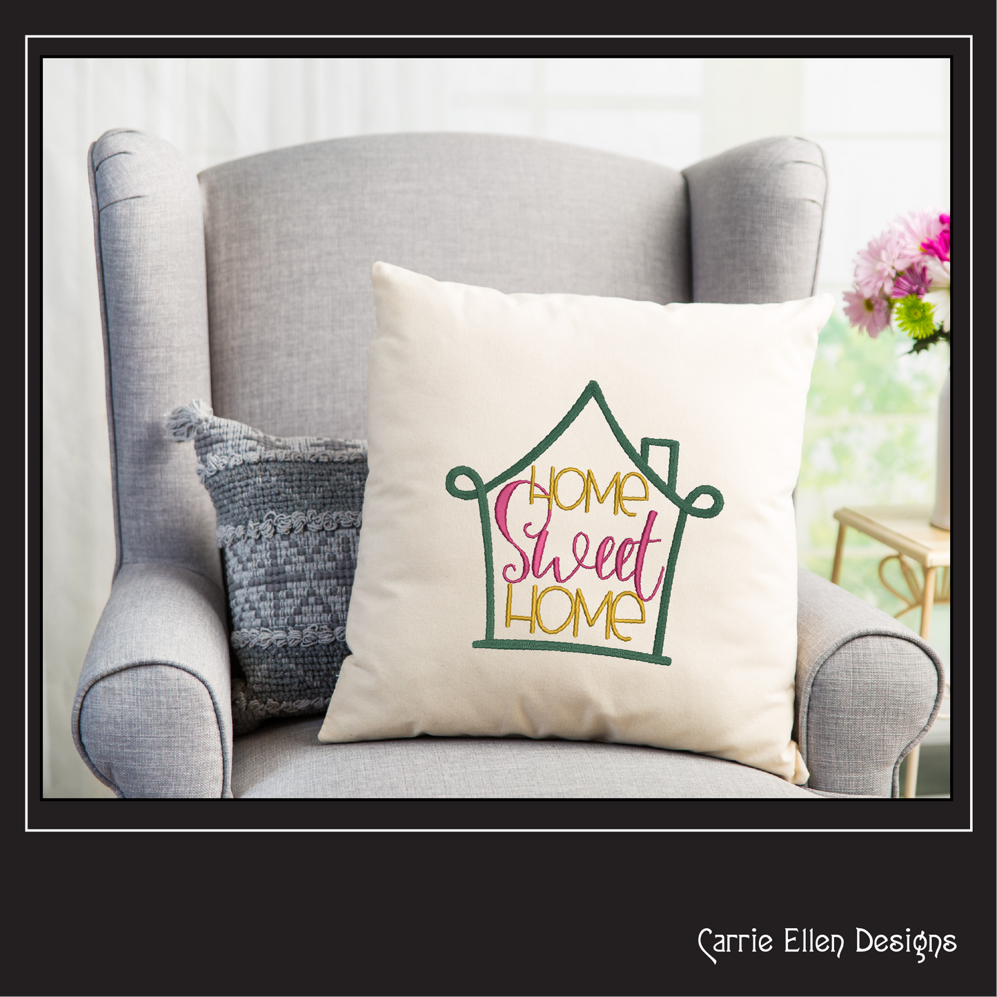 Home Sweet Home Machine Embroidery Design | Cozy Home Décor for Pillows, Towels & Apparel | 6 Sizes (1715)
