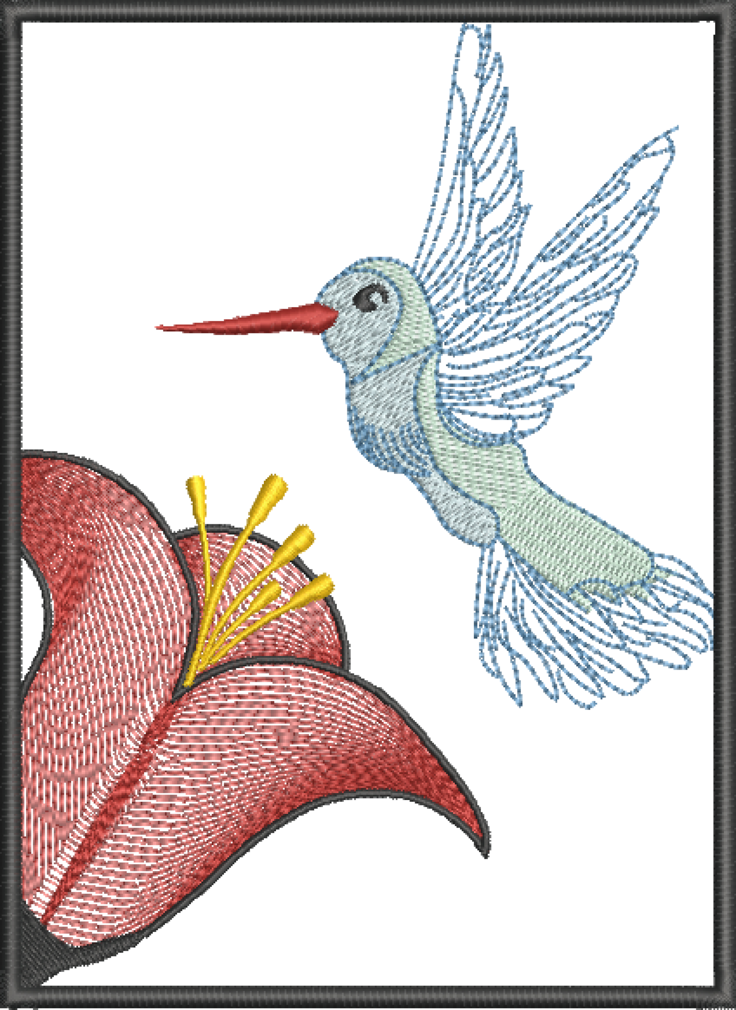 Hummingbird Machine Embroidery Design | Blue Bird Audubon Pattern | Nature-Inspired Bird Embroidery | 6 Sizes (0616)